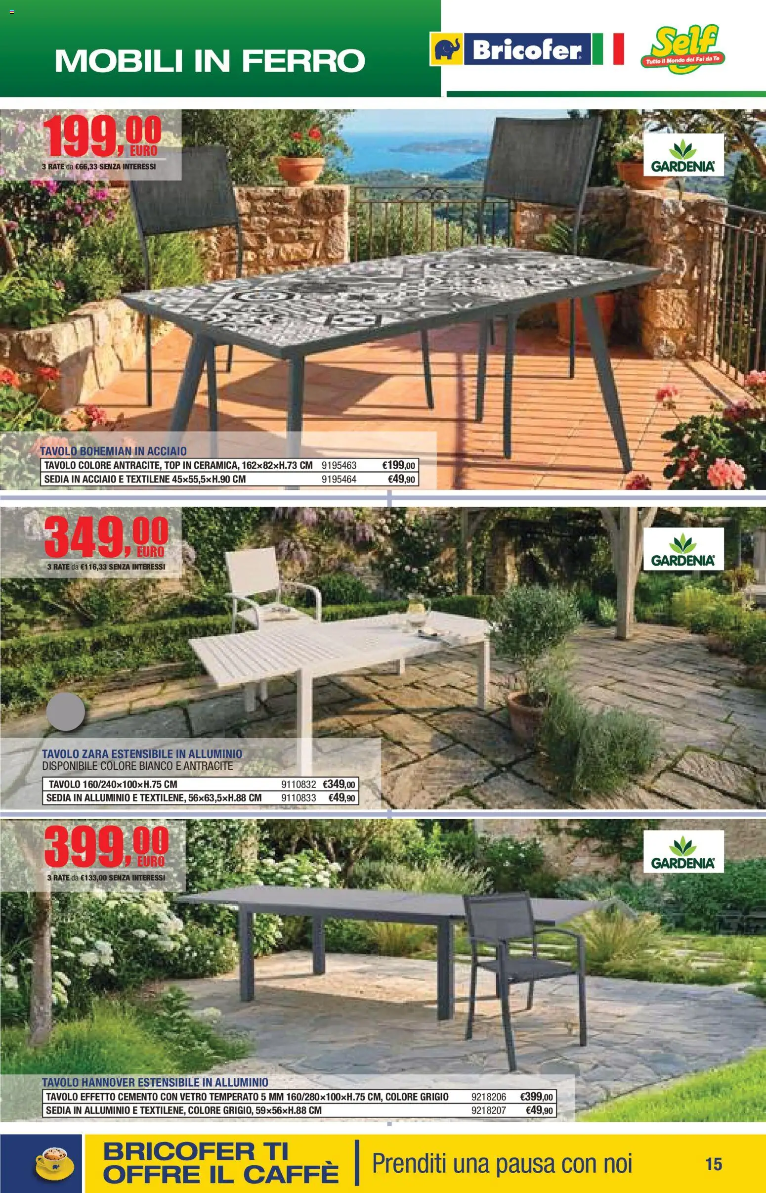 Volantino Bricofer del 14.04.2026 | Pagina: 15 | Prodotti: Caffè, Tè, Top, Tavolo