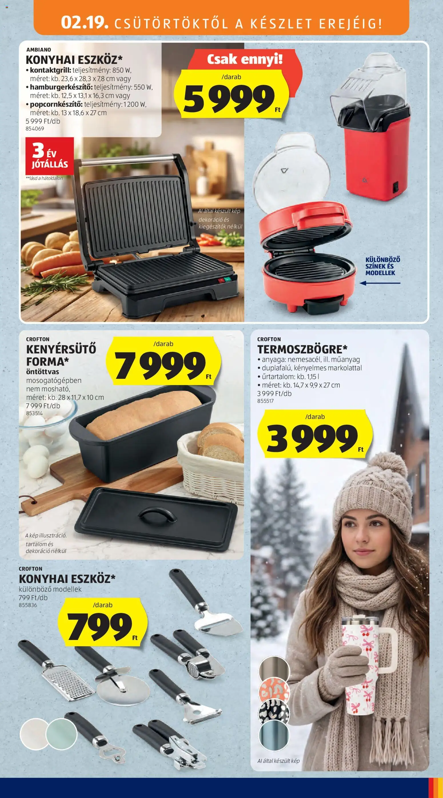 Aldi akciós ujság - amely érvényes a következő dátumtól: 19.02.2026 | Oldal: 21 | Termékek: Kontaktgrill, Kenyérsütő, Dekoráció