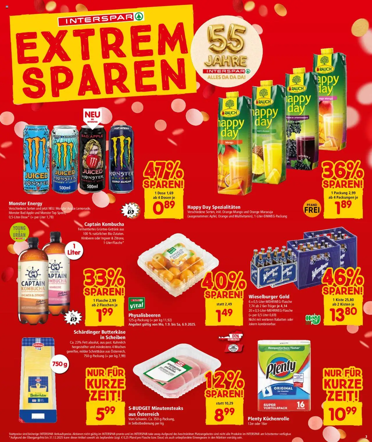 Interspar Flugblatt - Wien gültig ab 04.09.2025 | Seite: 3 | Produkte: Mango, Himbeere, Bad, Bier