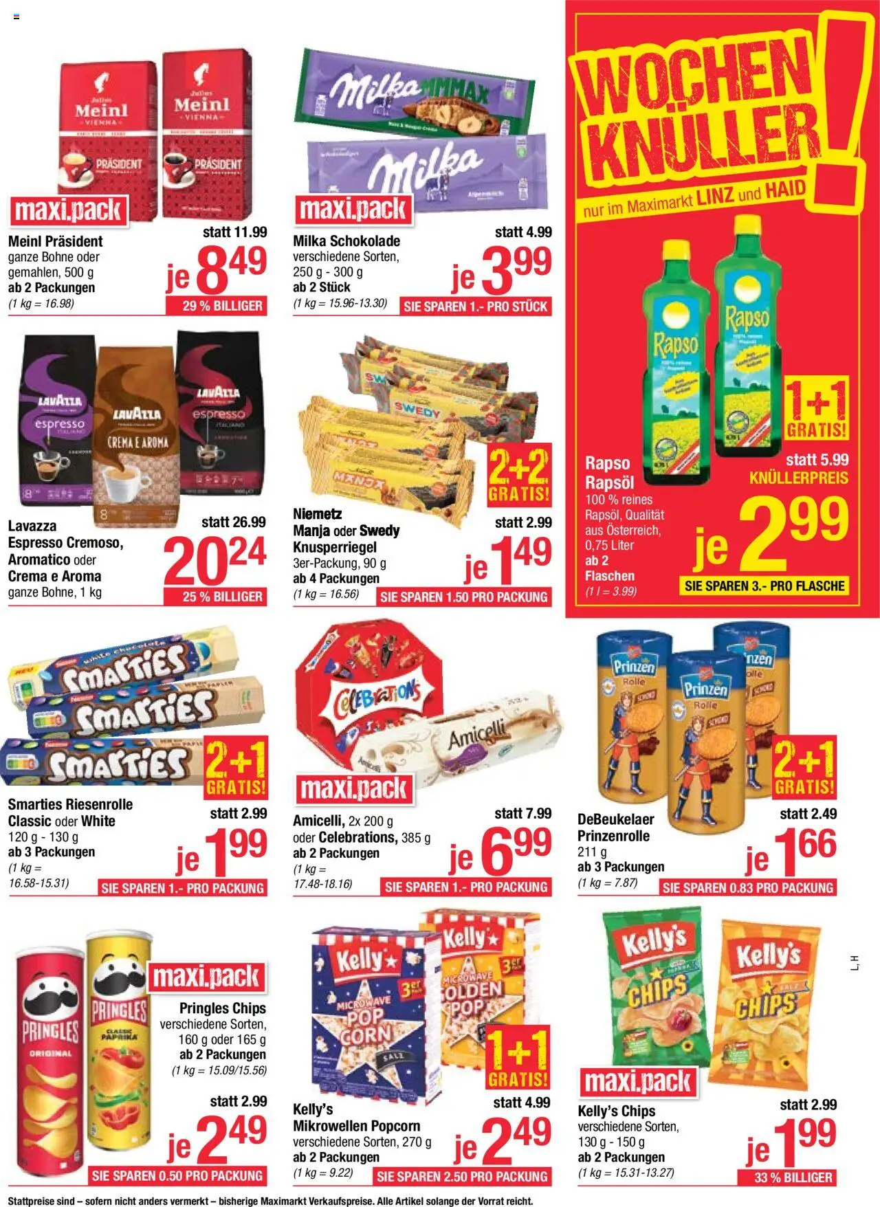 Maximarkt Flugblatt gültig ab 11.08.2025 | Seite: 11 | Produkte: Chips, Salz, Schokolade