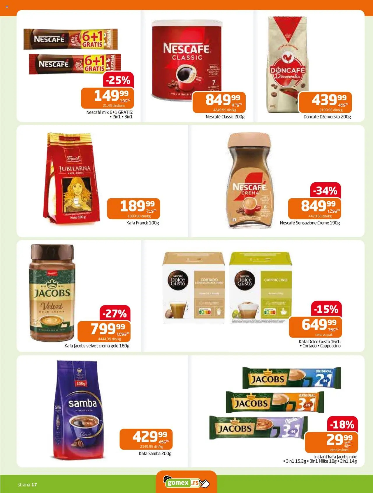 Gomex katalog - važi od 02.07.2025 | Strana: 17 | Proizvode: Dolce Gusto, Milka, Kafa, Nescafé