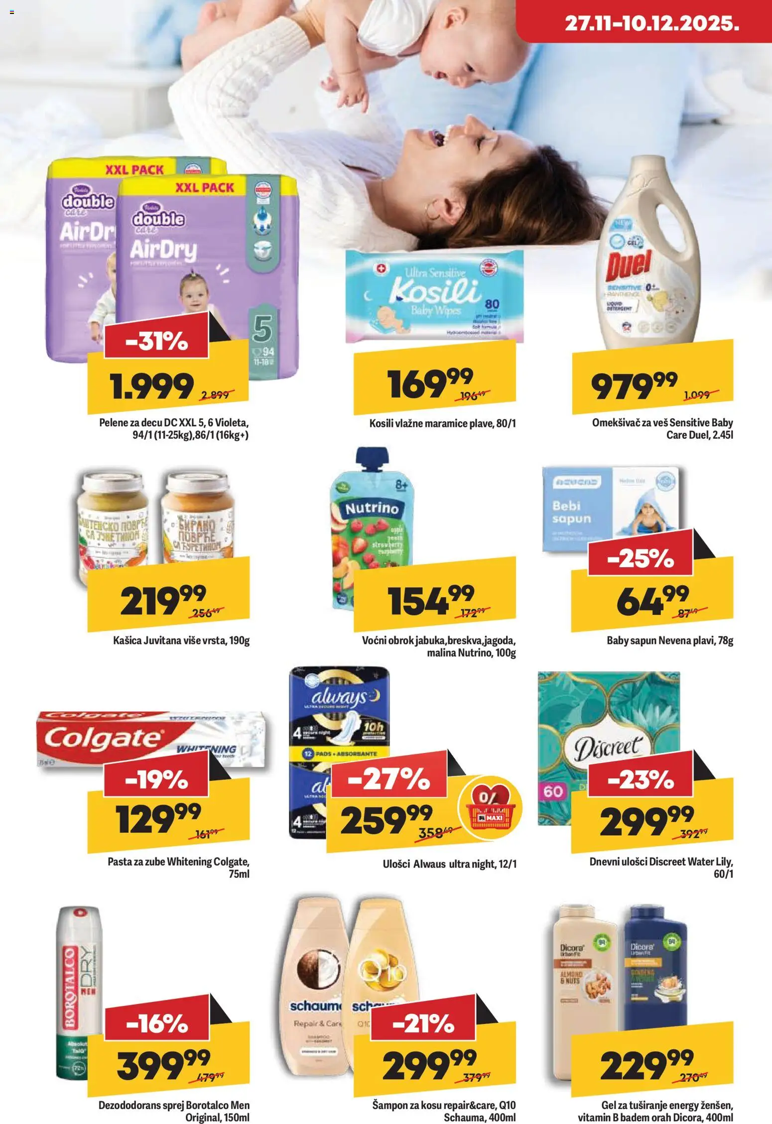 Maxi katalog - važi od 04.12.2025 | Strana: 22 | Proizvode: Vlažne maramice, Omekšivač za veš, Pelene, Borotalco