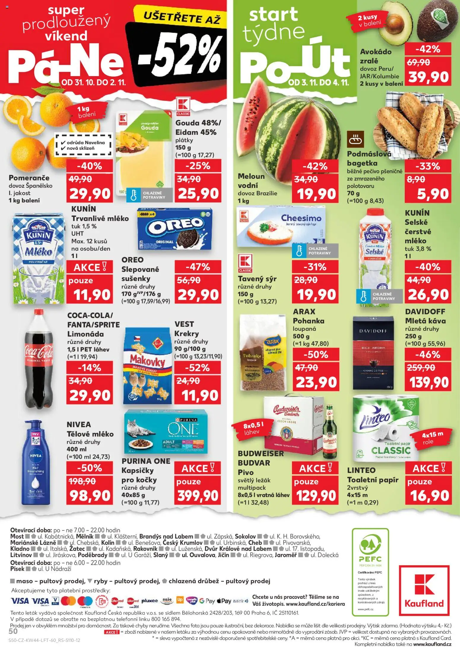 Kaufland leták - Kolín od 29.10.2025 | Strana: 50 | Produkty: Tělové mléko, Nivea, Pivo, Toaletní papír