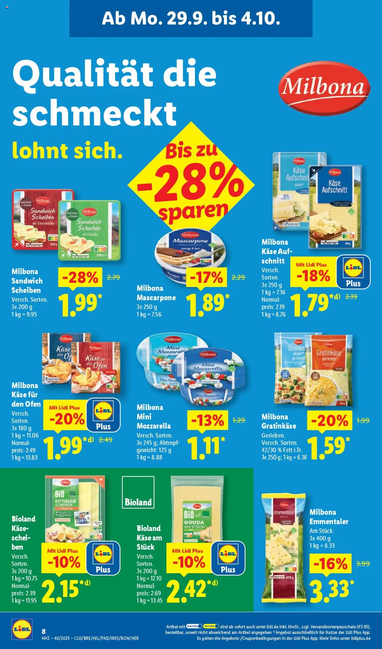 Lidl Prospekt Holzminden – gültig ab 29.09.2025 | Seite: 20 | Produkte: Gewicht, Käse, Mascarpone, Gouda