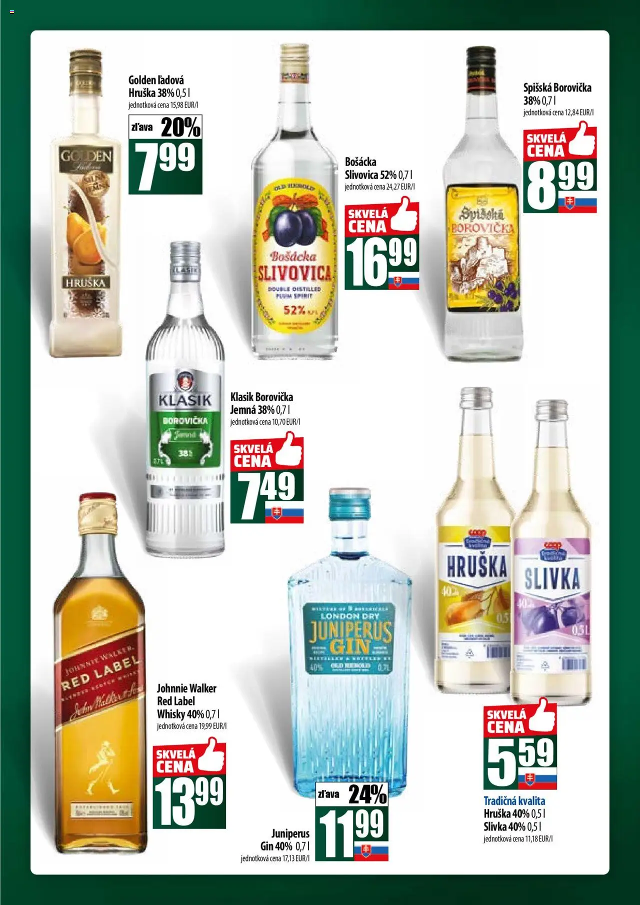 COOP Jednota široká ponuka │ platný od 17.07.2025 | Strana: 55 | Produkty: Borovička, Slivovica, Gin, Whisky