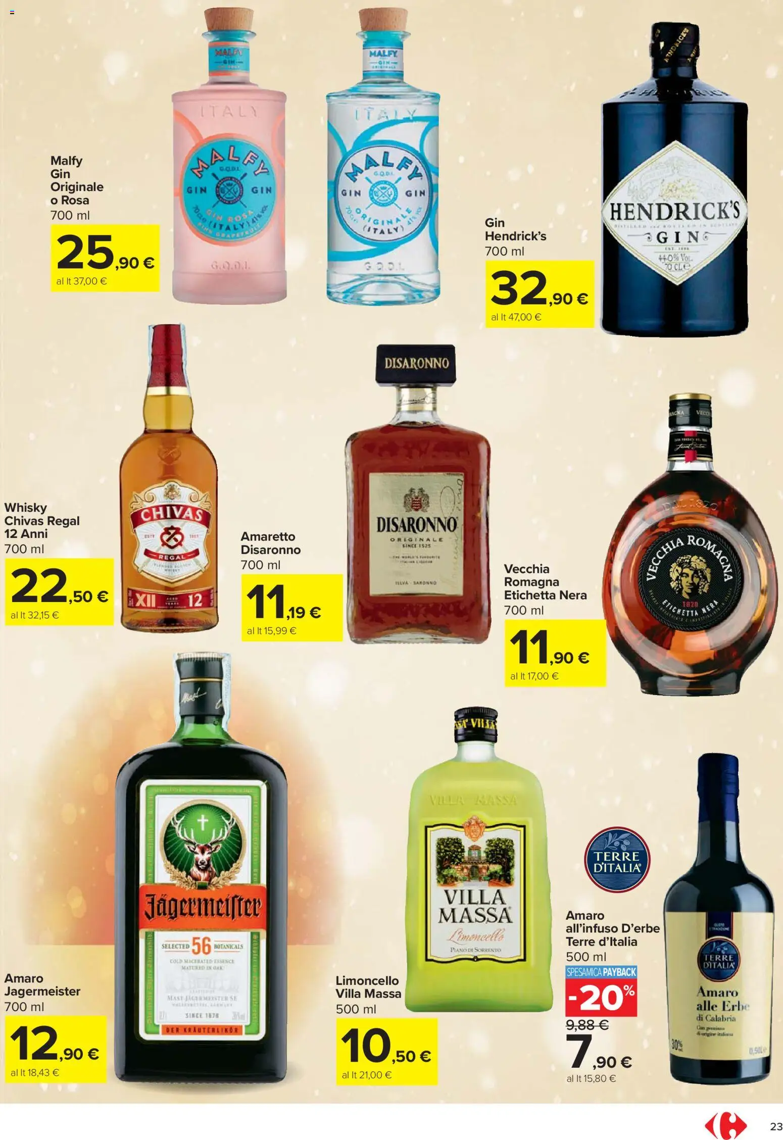 Volantino Carrefour del 27.11.2025 | Pagina: 23 | Prodotti: Whisky, Limoncello, Amaro