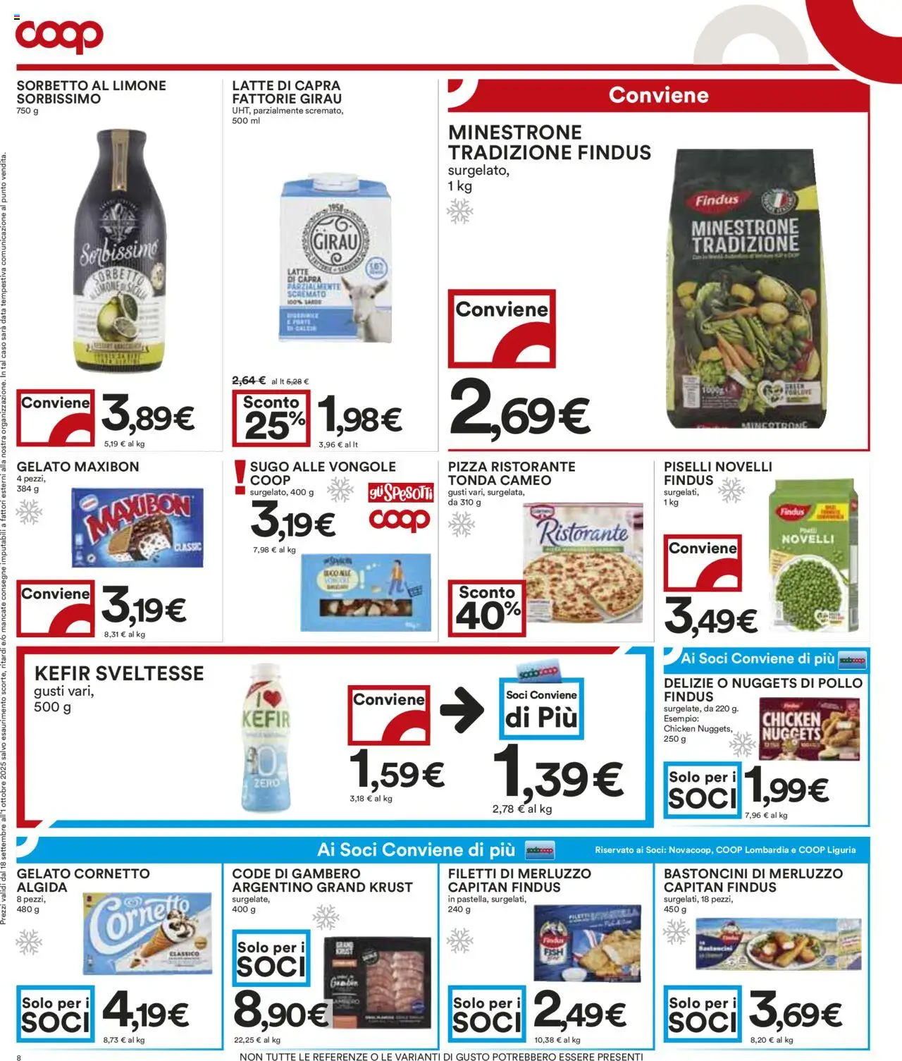 Volantino COOP del 18.09.2025 | Pagina: 8 | Prodotti: Gelato, Sorbetto, Latte, Data