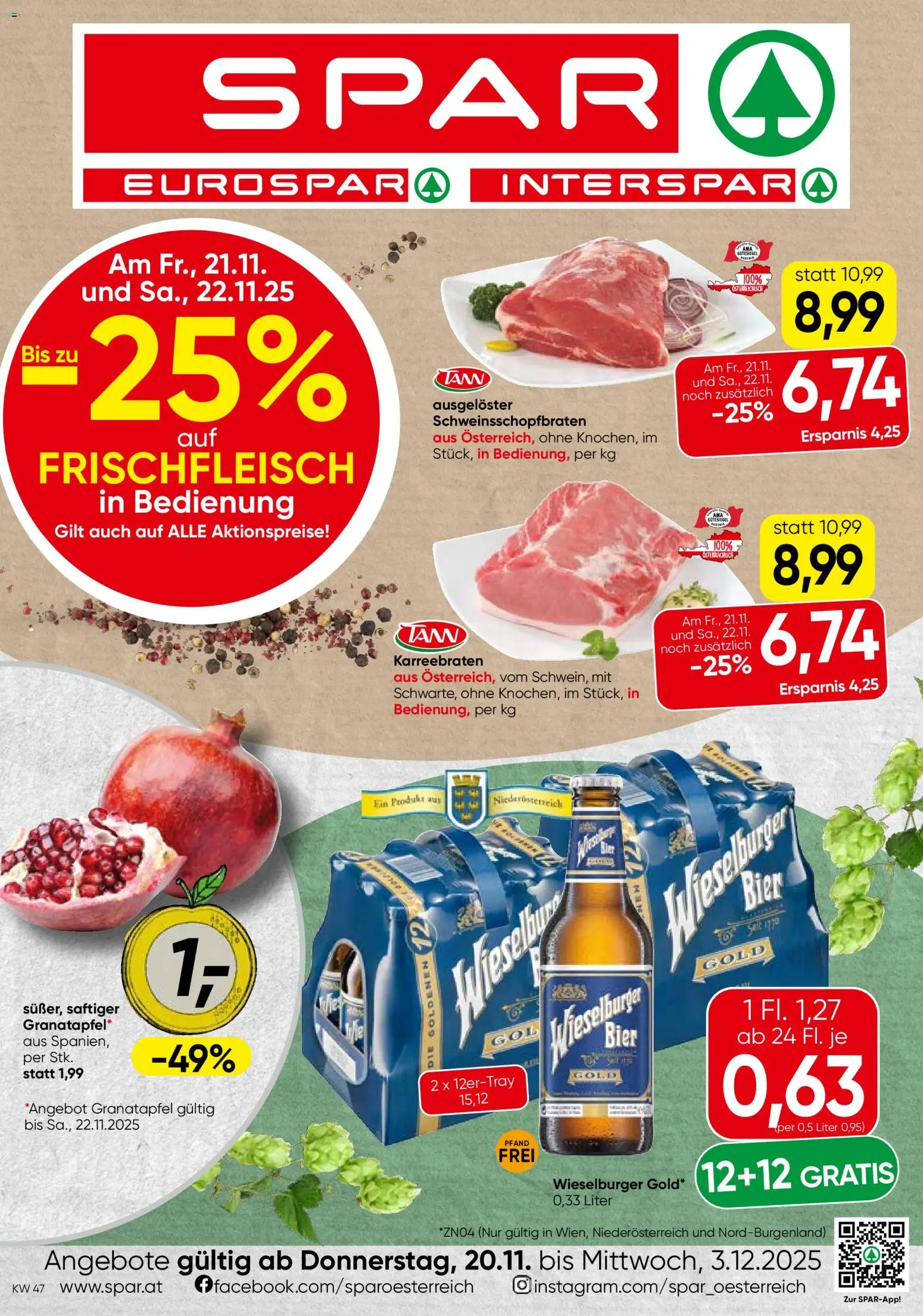 Spar Flugblatt - Niederösterreich gültig ab 20.11.2025 | Seite: 1 | Produkte: Bier