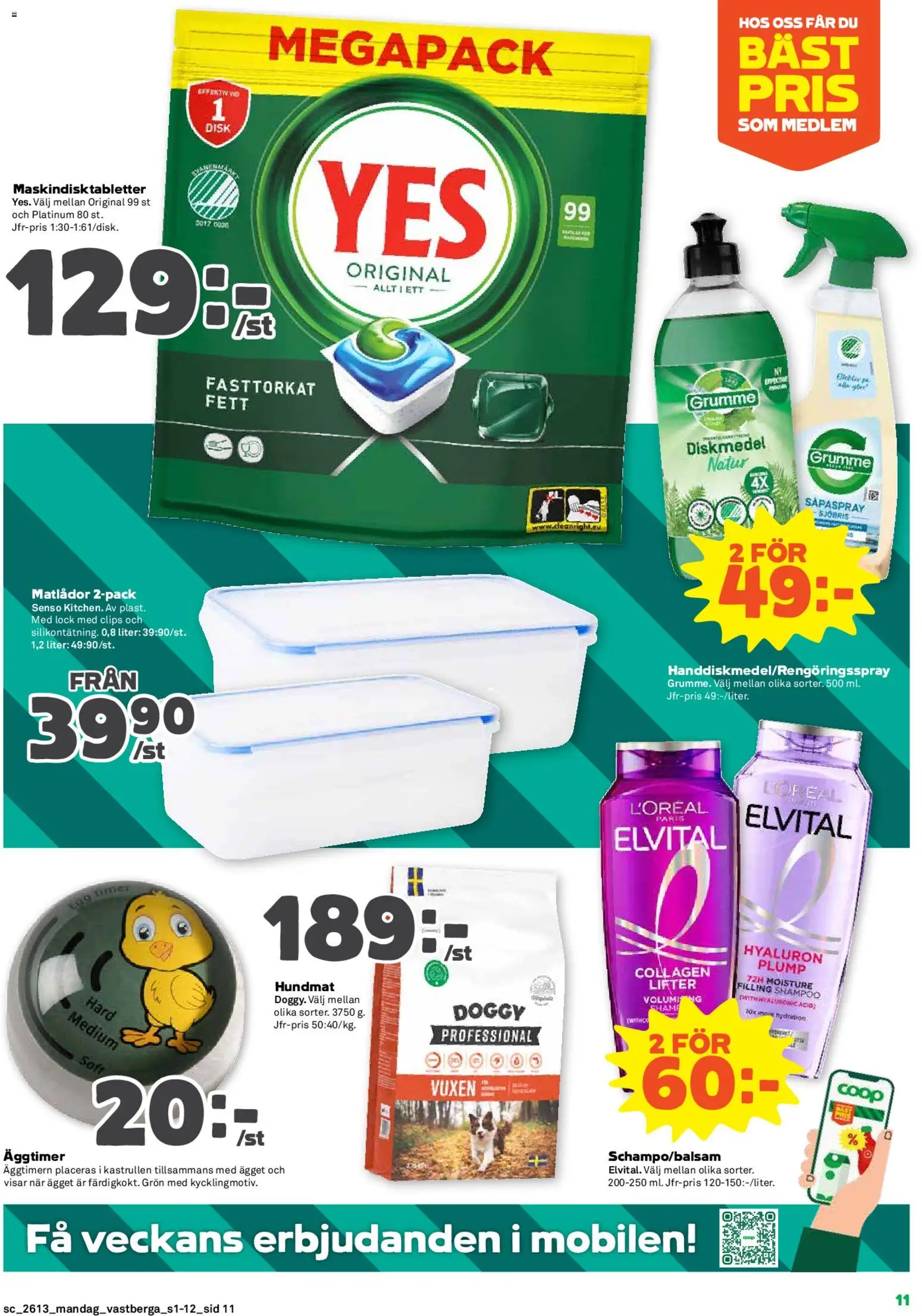 Coop Forum reklamblad aktuell från 23.03.2026 | Sida: 11 | Produkter: Diskmedel, Hundmat