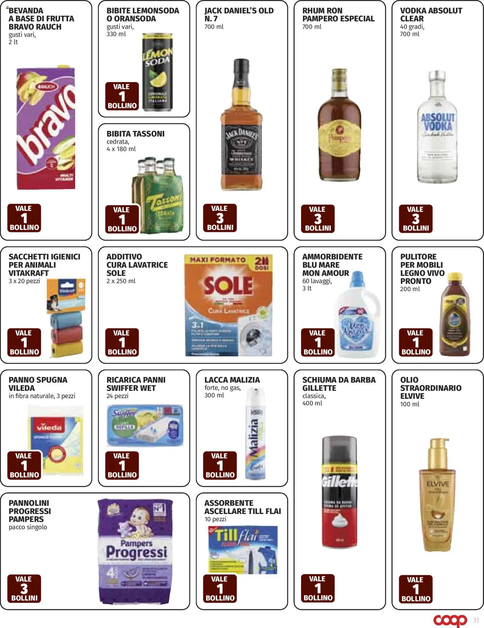 Volantino COOP del 26.03.2026 | Pagina: 31 | Prodotti: Pannolini, Ammorbidente, Olio, Bibita
