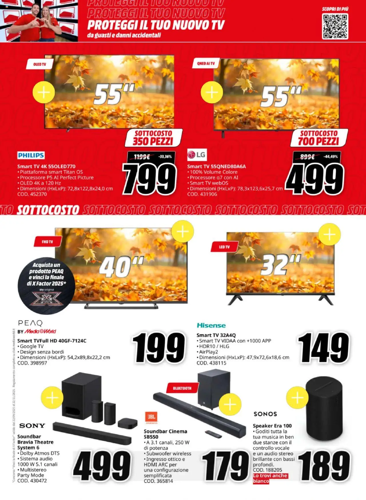 Volantino Media World del 03.10.2025 | Pagina: 22 | Prodotti: smart TV, Soundbar, TV, Audio