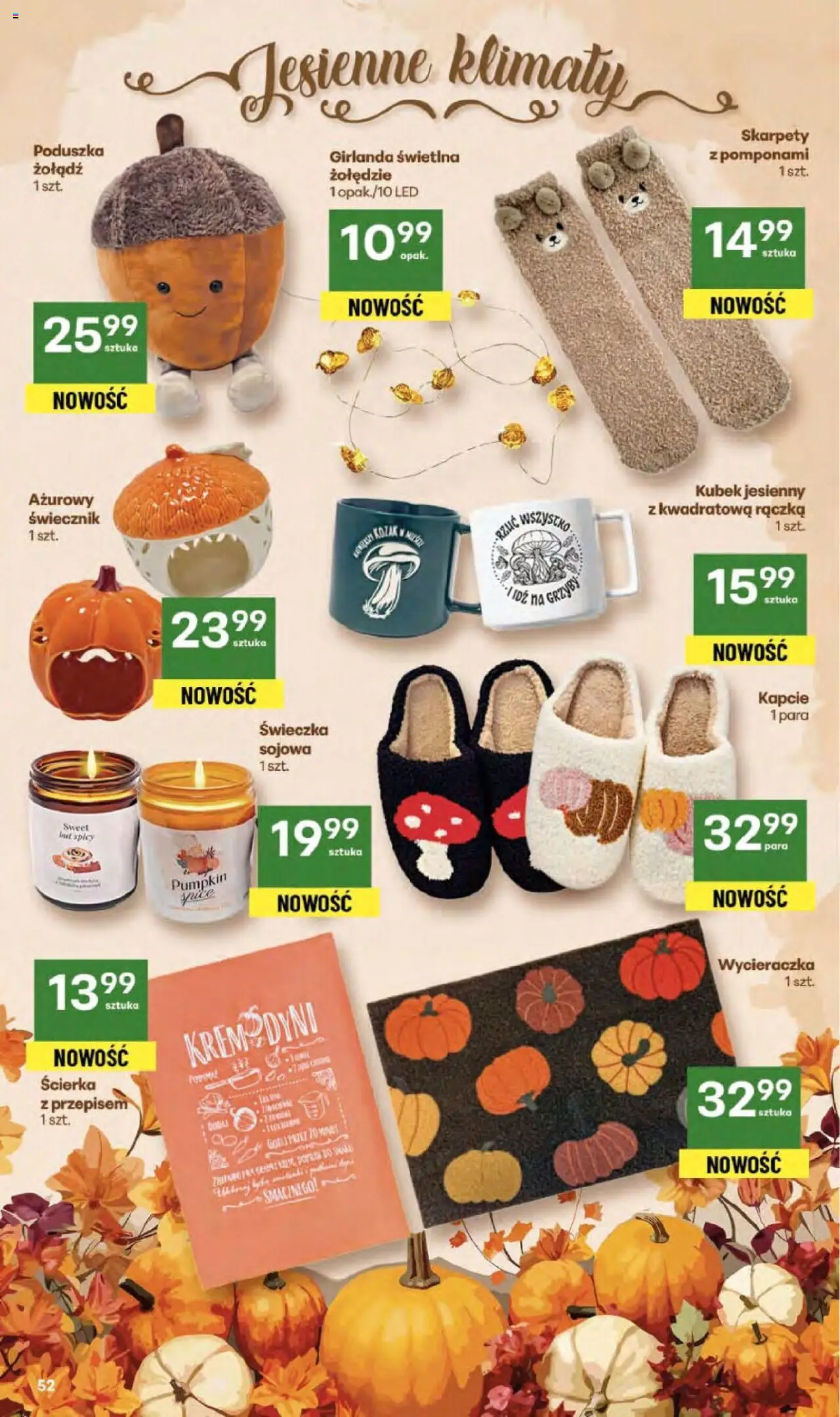 Delikatesy Centrum Gazetka - Sklepy Własne od 16.10.2025 | Strona: 52 | Produkty: Skarpety, Kapcie, Poduszka, Wycieraczka