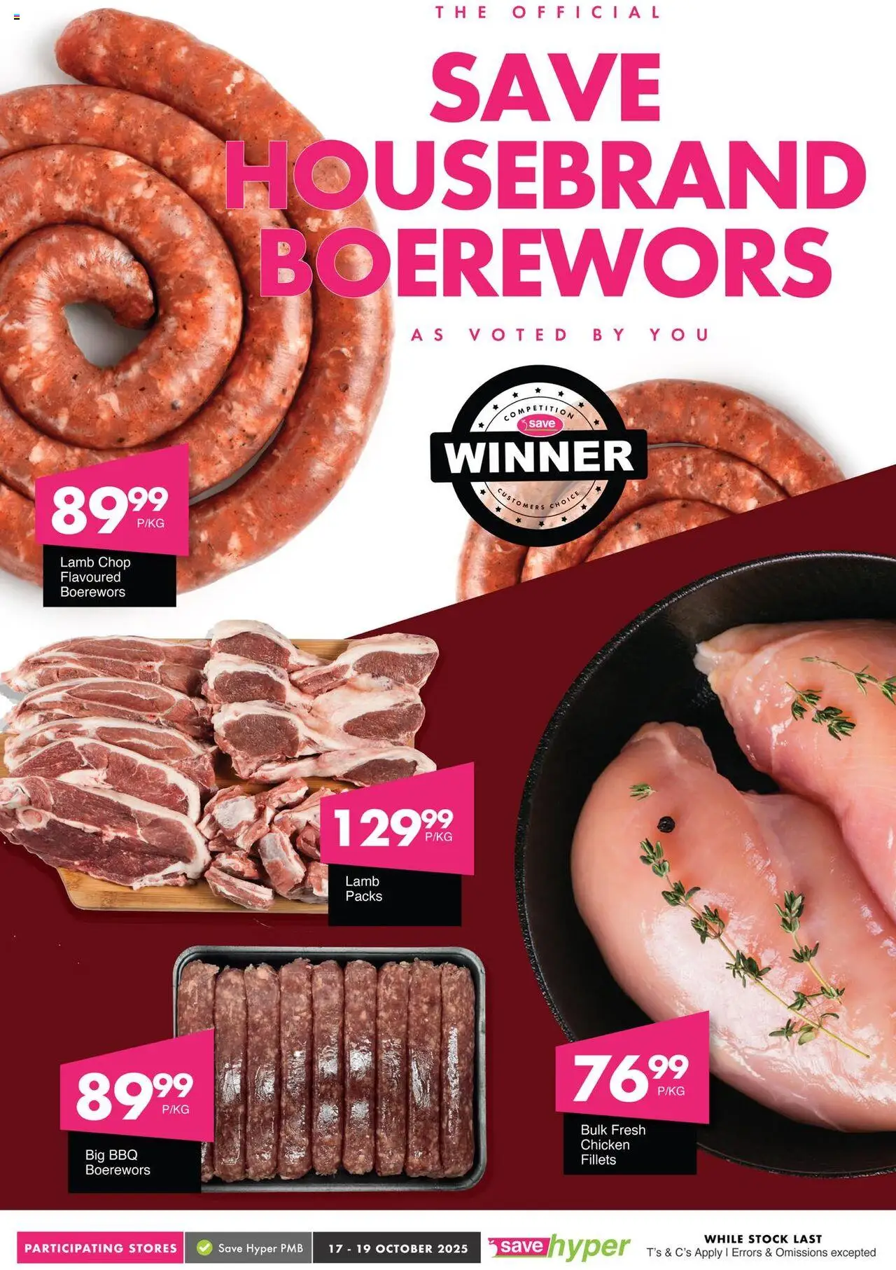New Save catalogue – valid from 17.10.2025 | Page: 7 | Products: Boerewors, Chicken, Stock