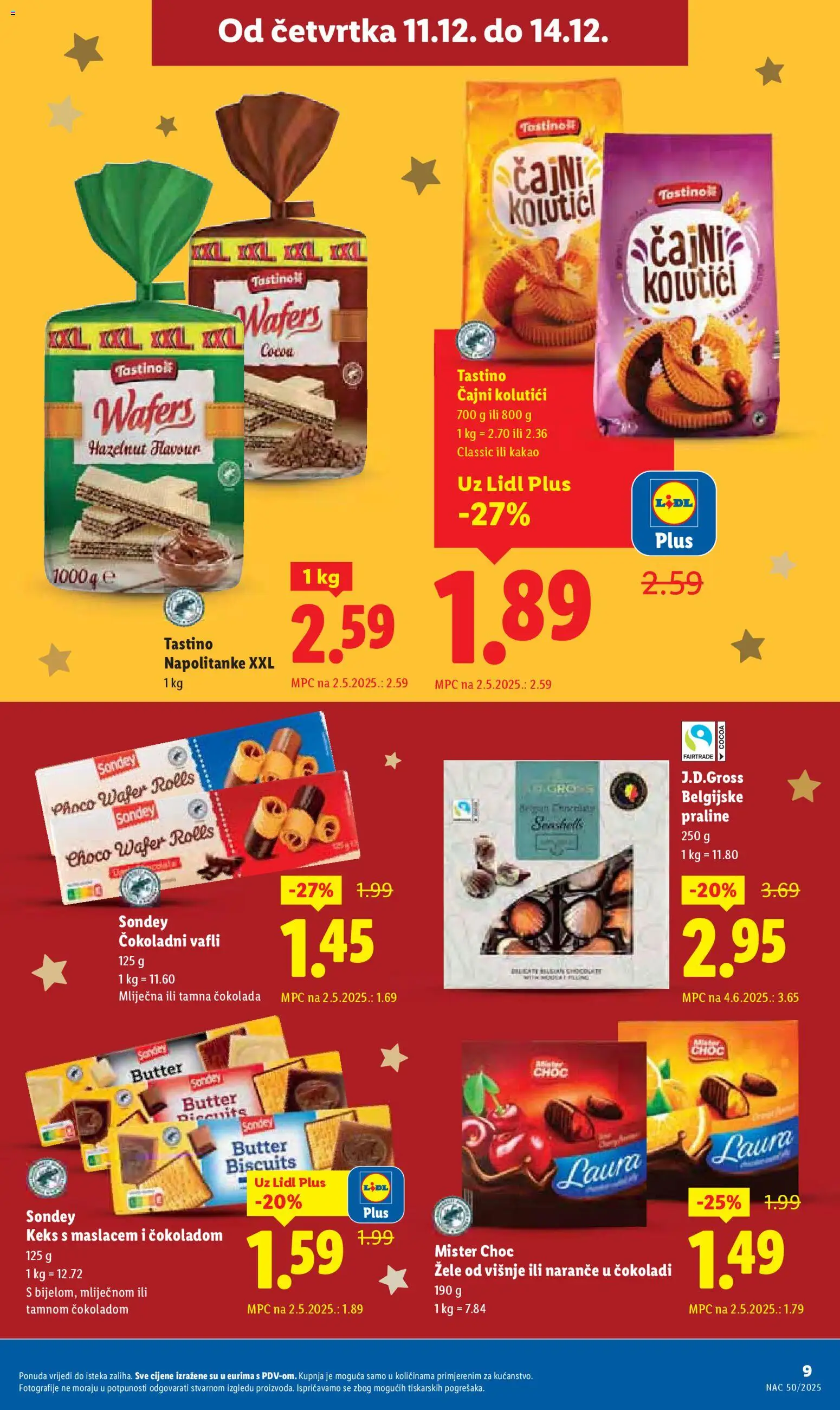 Lidl katalog | vrijedi od 11.12.2025 | Stranica: 9 | Proizvodi: Praline, Čokolada, Naranče, Napolitanke