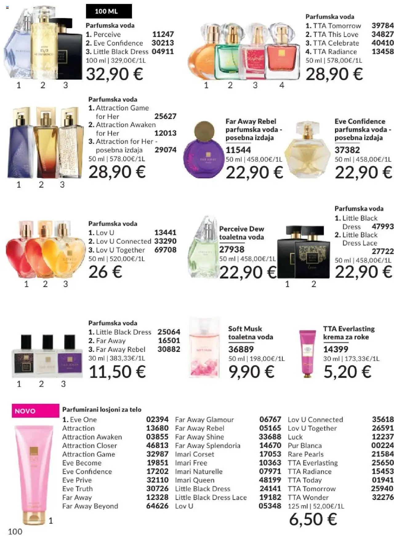 Avon katalog │ velja od 01.07.2025 | Stran: 100 | Izdelki: Krema, Krema za roke, Voda, Toaletna voda