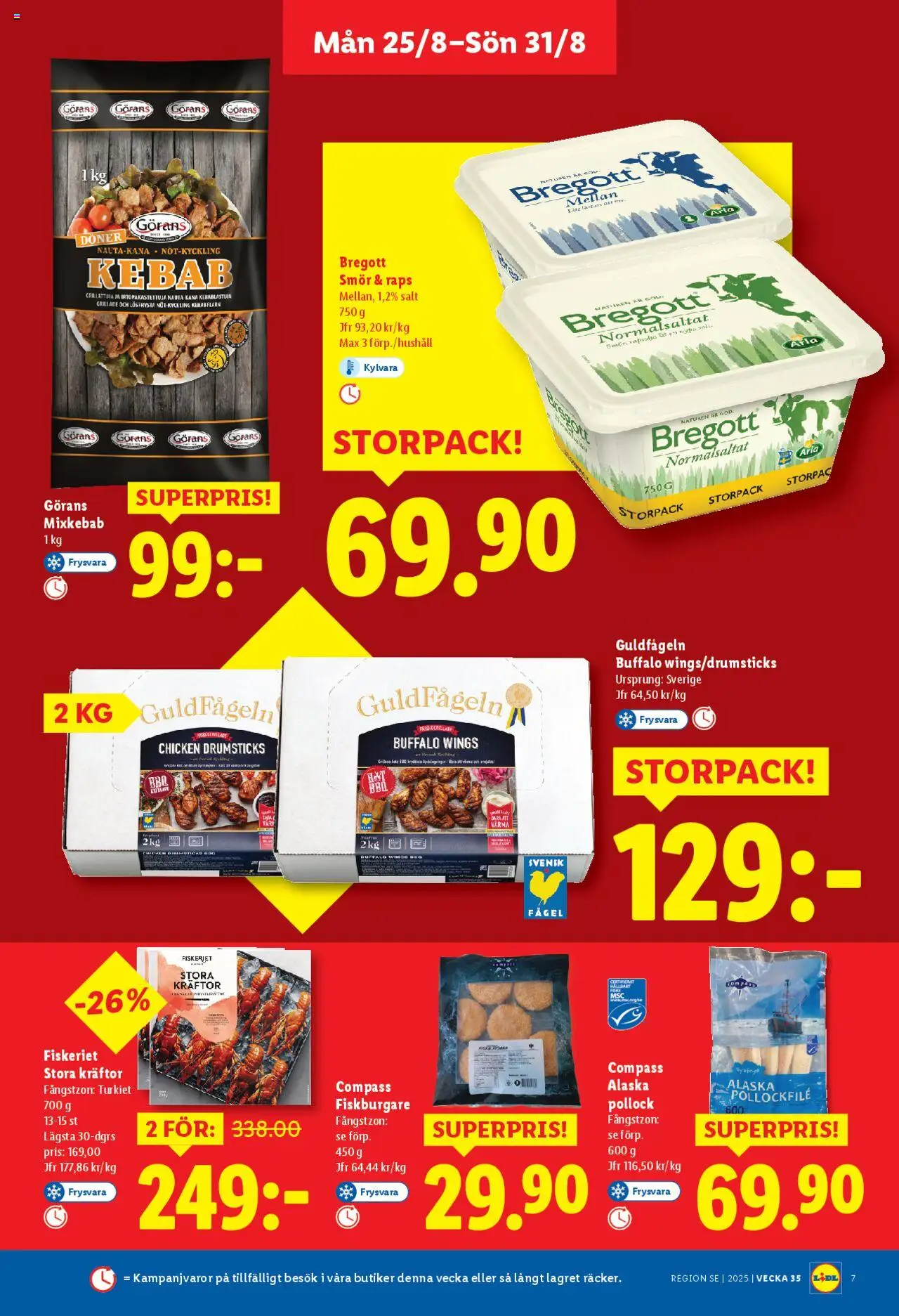 Lidl reklamblad aktuell från 25.08.2025 | Sida: 7 | Produkter: Salt, Kräftor, Bregott, Smör
