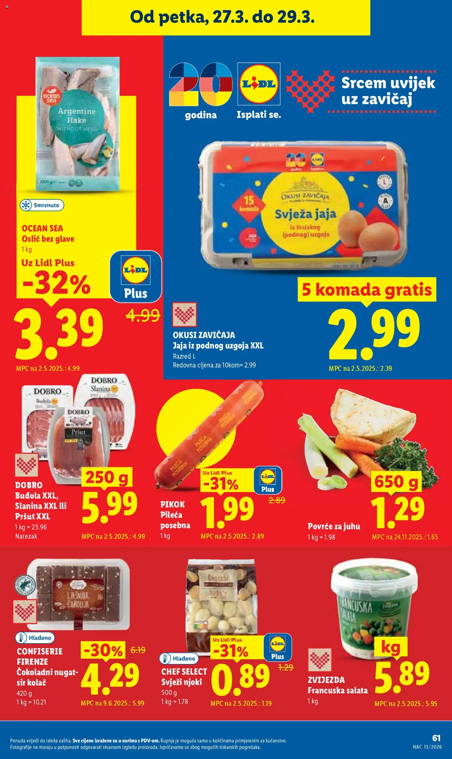 Lidl katalog | vrijedi od 23.03.2026 | Stranica: 61 | Proizvodi: Sir, Jaja, Pršut, Lješnjak