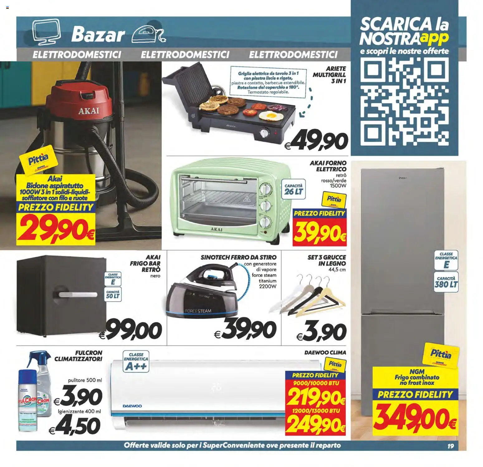 Volantino SuperConveniente del 07.04.2026 | Pagina: 19 | Prodotti: Climatizzatore, Ferro da stiro, Forno elettrico, Grucce