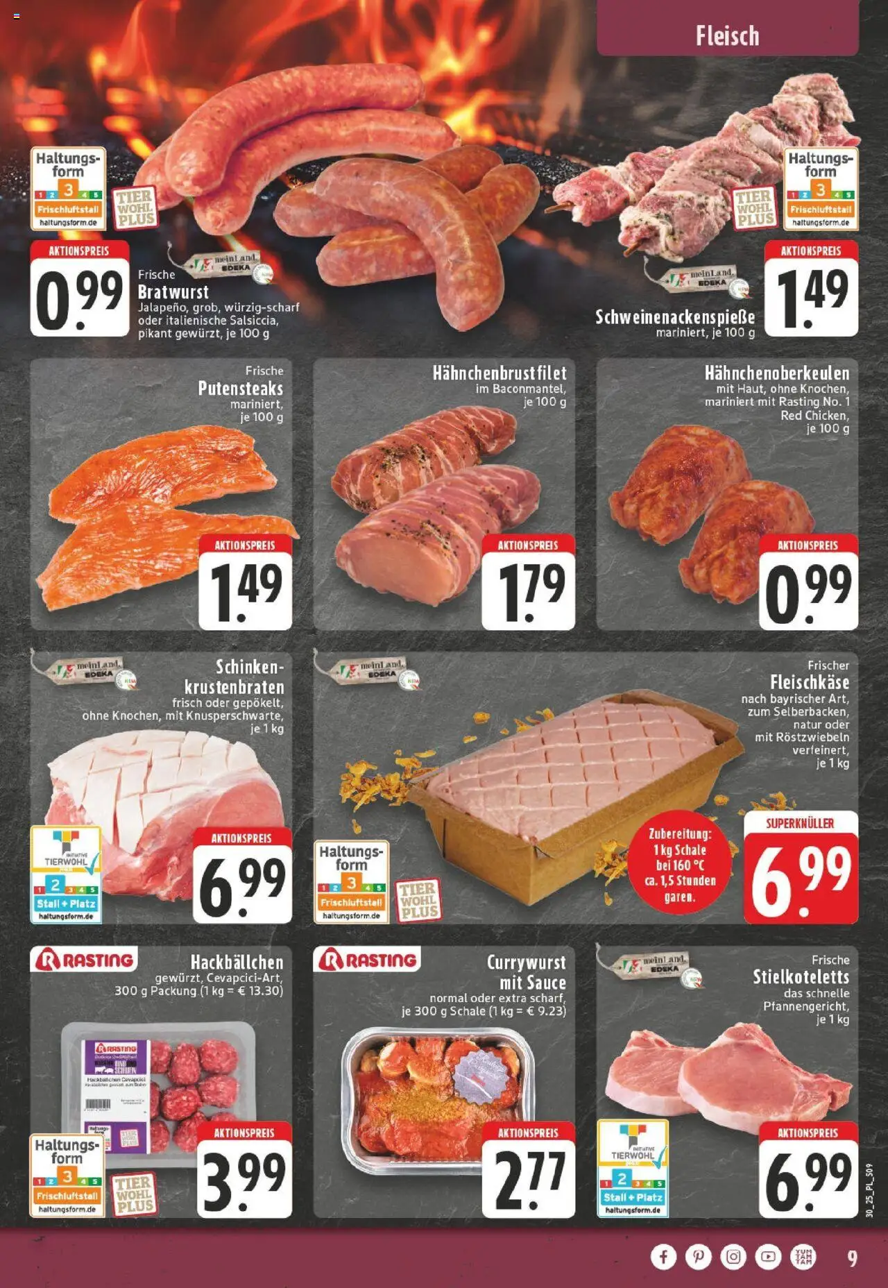 Edeka prospekt Bocholt - Holtwick	 - gültig ab dem 20.07.2025 | Seite: 9 | Produkte: Bratwurst, Cevapcici, Schinken, Fleisch