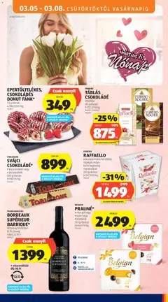 RAFFAELLO, Kókuszos krémmel töltött, ropogós ostya-különlegesség mandulával, 230 g/doboz - amely érvényes a következő dátumtól: 05.03.2026 | Oldal: 47 | Termékek: Praliné, Tejcsokoládé, Vörösbor, Eper