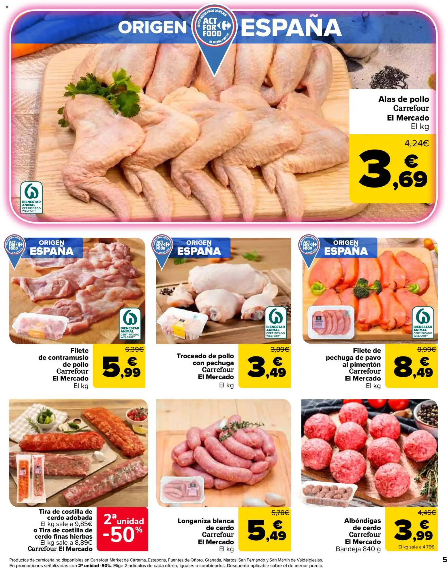 Carrefour Market folleto │ válido desde el 07.04.2026 | Página: 5 | Productos: Cerdo, Longaniza, Filete, Bandeja