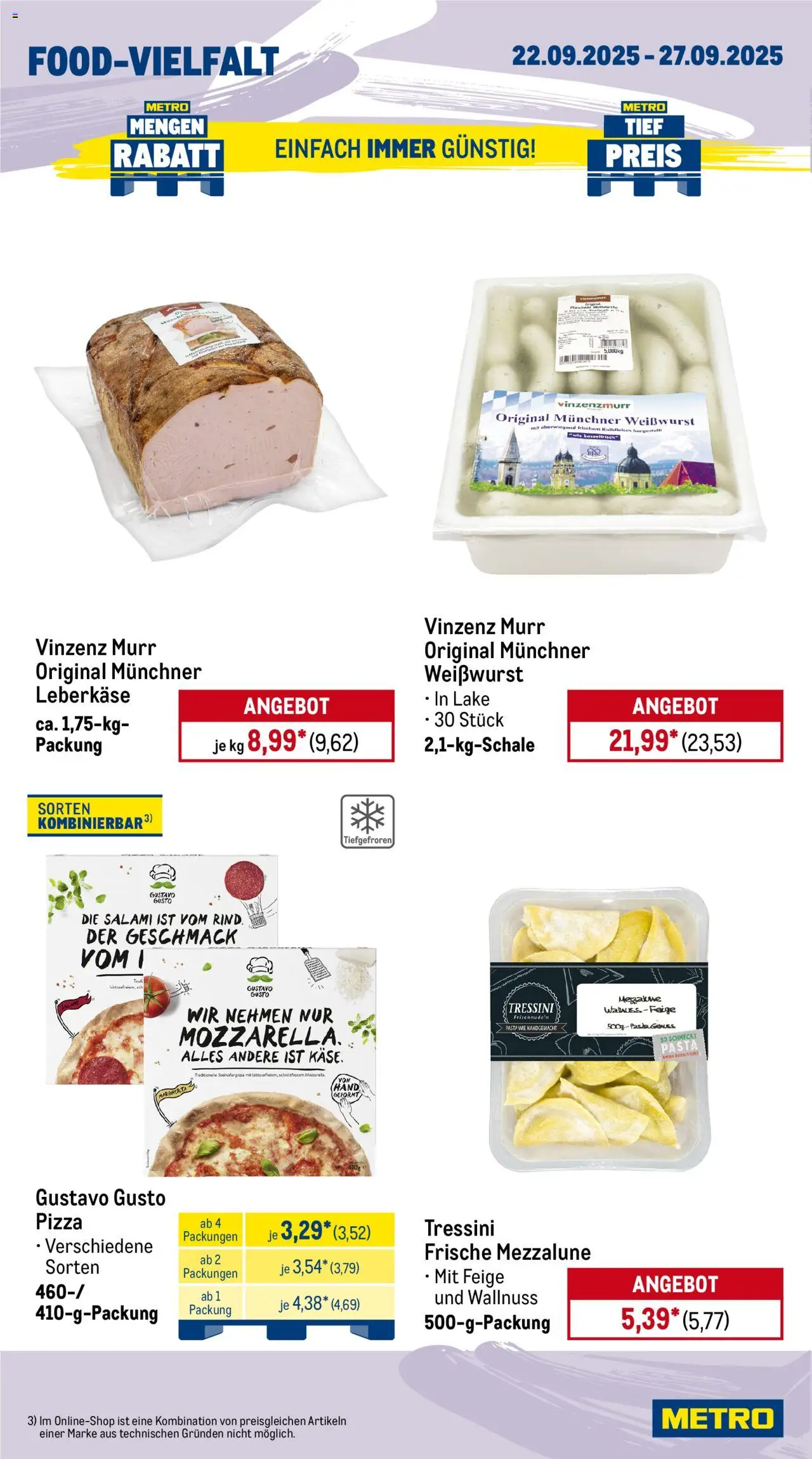 Metro Prospekt 	 – gültig ab 22.09.2025 | Seite: 10 | Produkte: Gustavo gusto, Pasta, Pizza, Leberkase