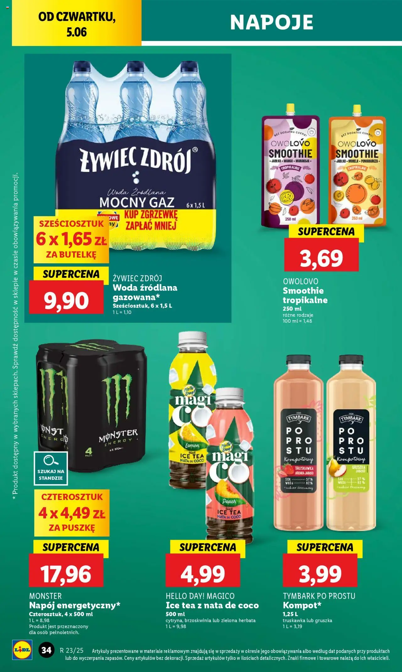 Lidl Gazetka od 05.06.2025 | Strona: 44 | Produkty: Brzoskwinia, Gruszka, Napoje, Herbata