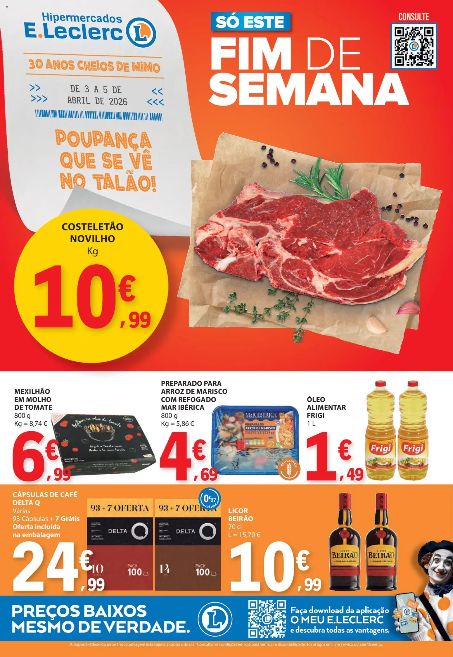 E.Leclerc Catálogo Fim de Semana │ válido de 03.04.2026 | Página: 1 | Produtos: Café, Arroz, Peixe, Tomate