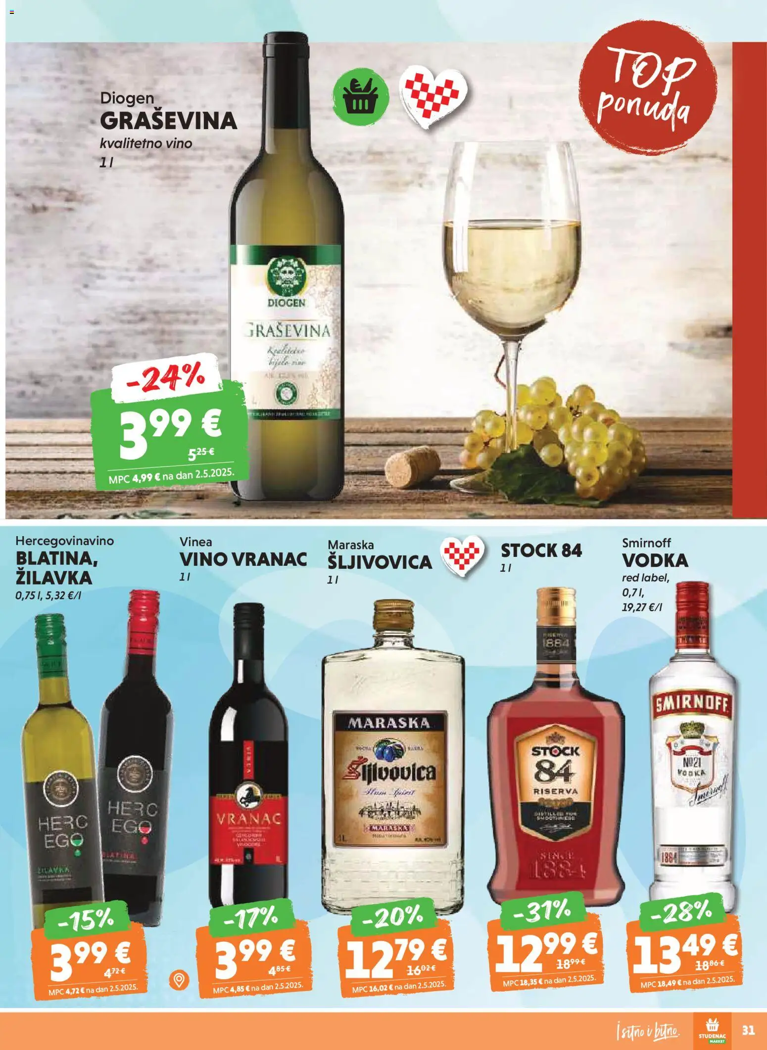 Studenac katalog | vrijedi od 19.11.2025 | Stranica: 29 | Proizvodi: Šljivovica, Vino, Vodka