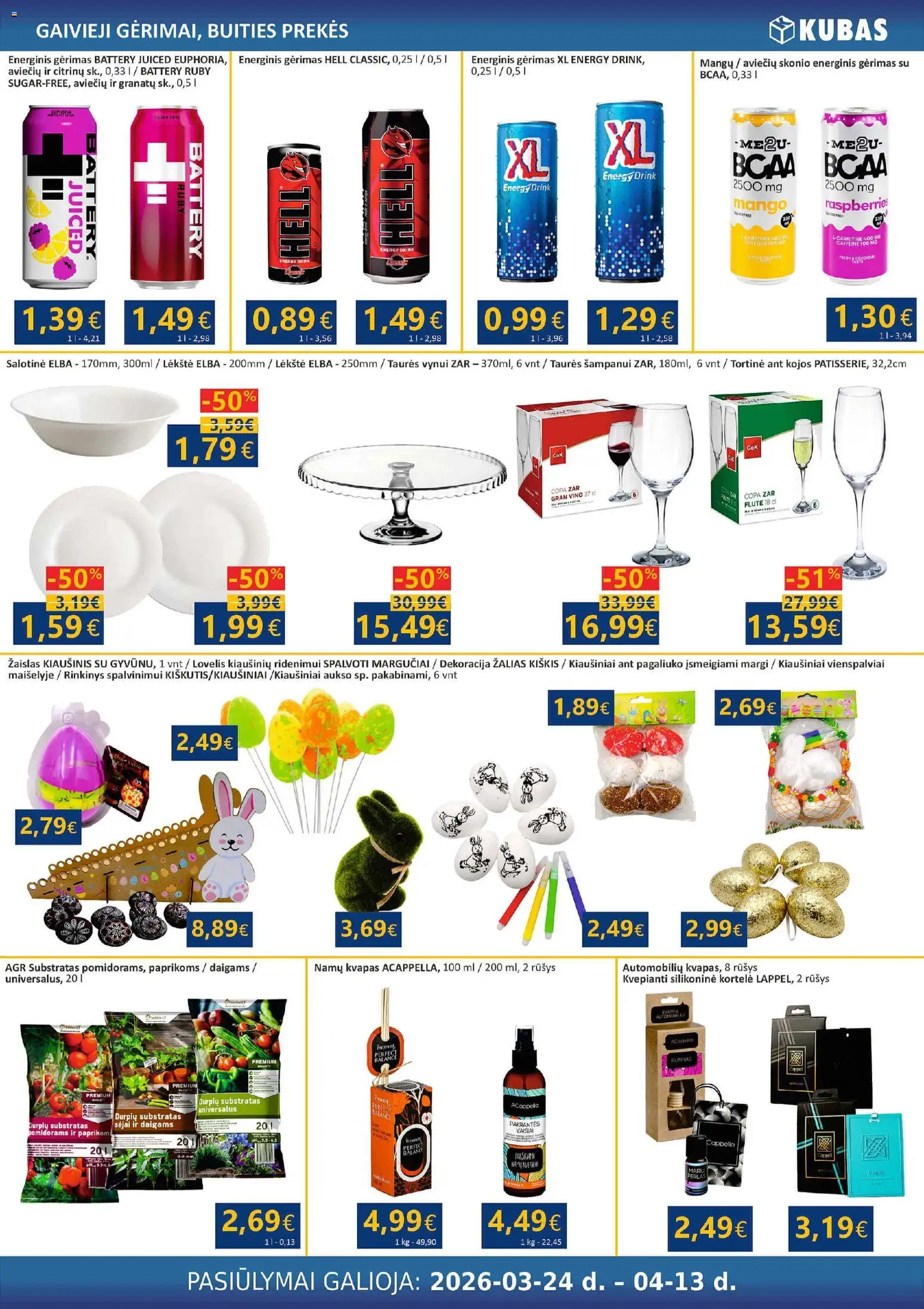 Kubas akcijos nuo 24.03.2026 | Puslapis: 16 | Prekių: Lėkštė, Kvapas, Energinis gėrimas, Kiaušiniai