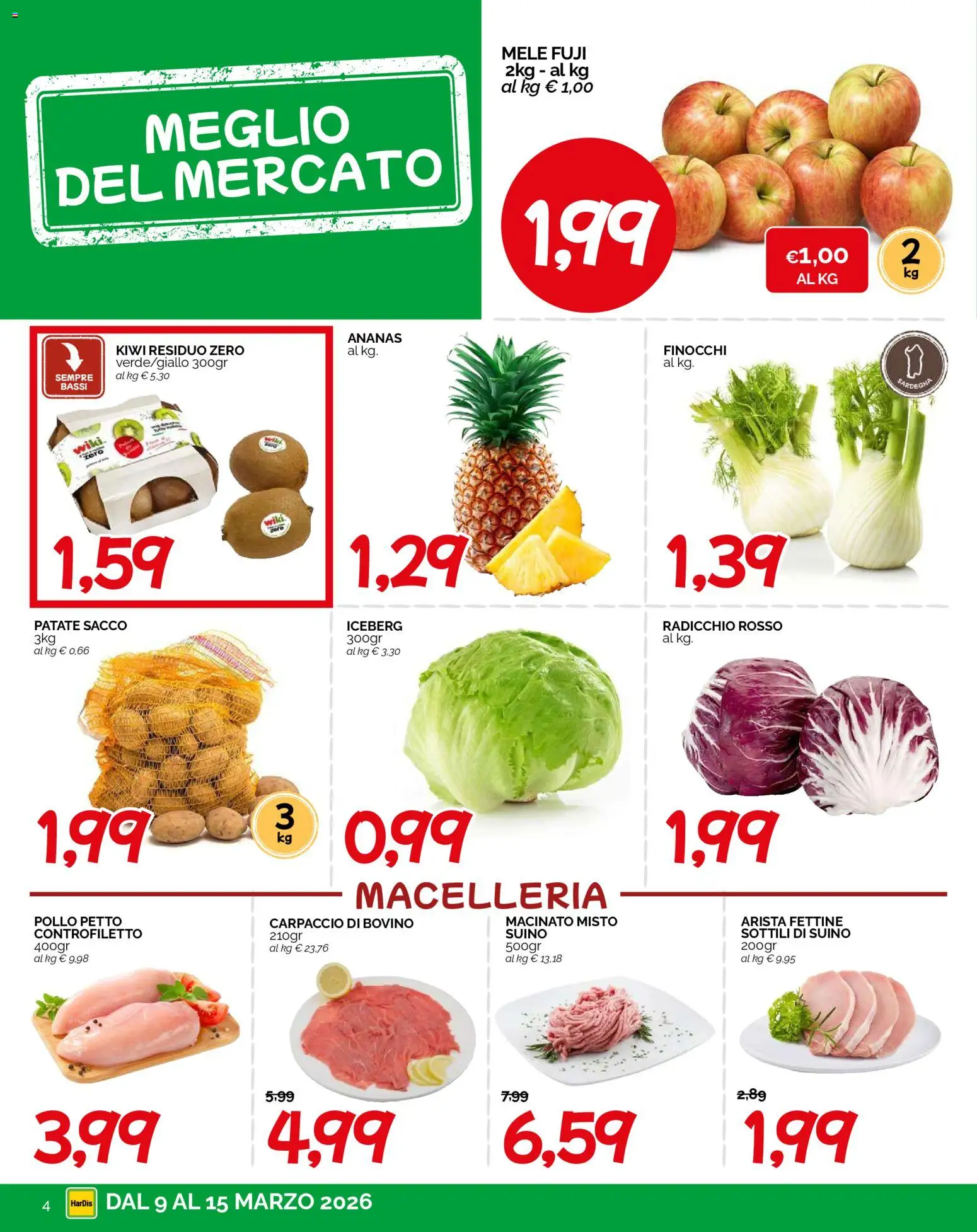 Volantino HarDis del 09.03.2026 | Pagina: 4 | Prodotti: Mele, Patate, Suino, Macinato