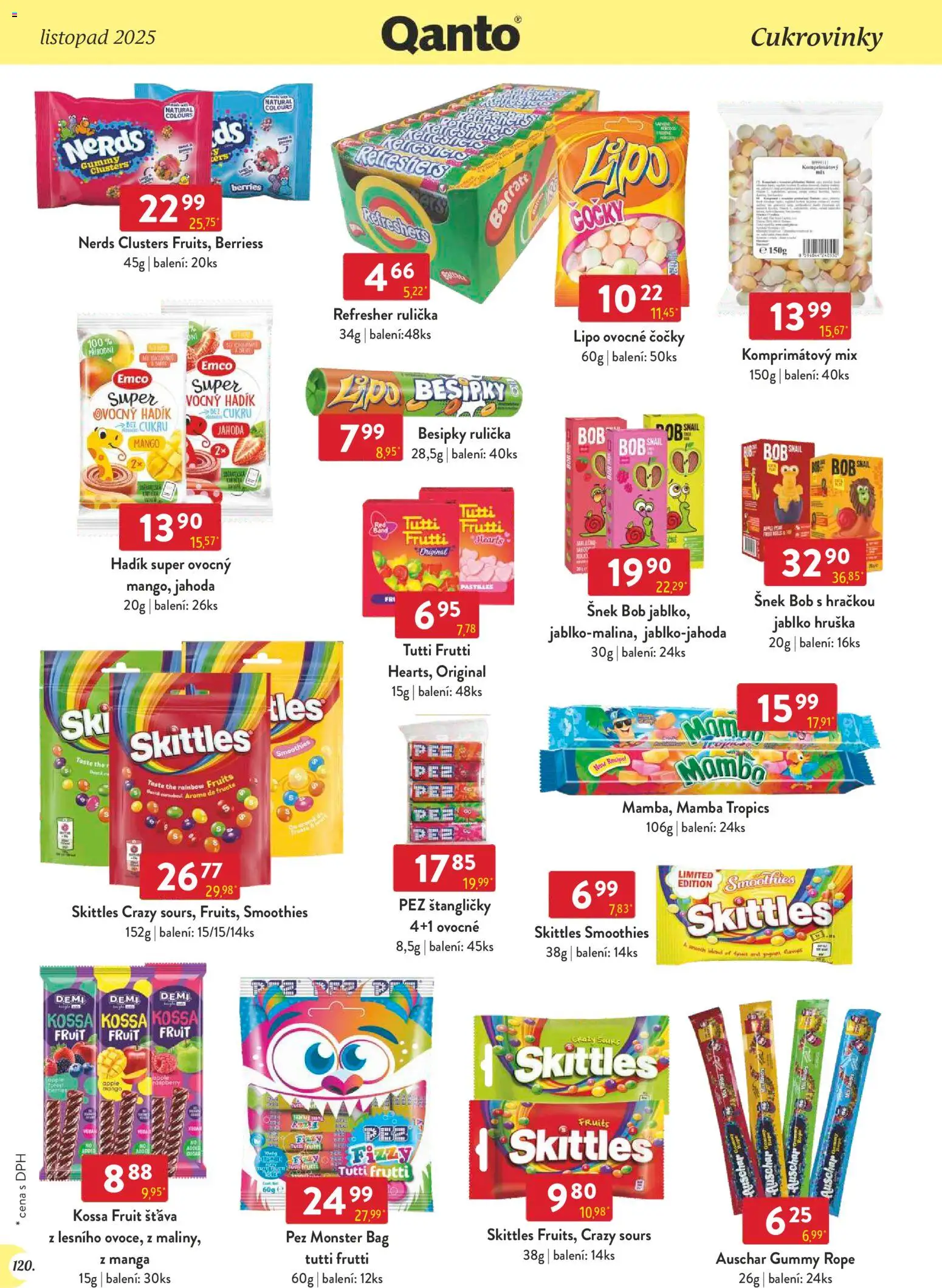 Astur & Qanto - Leták - Velkoobchod 11/2025 od 01.11.2025 | Strana: 120 | Produkty: Mango, Monster, Skittles, Apple