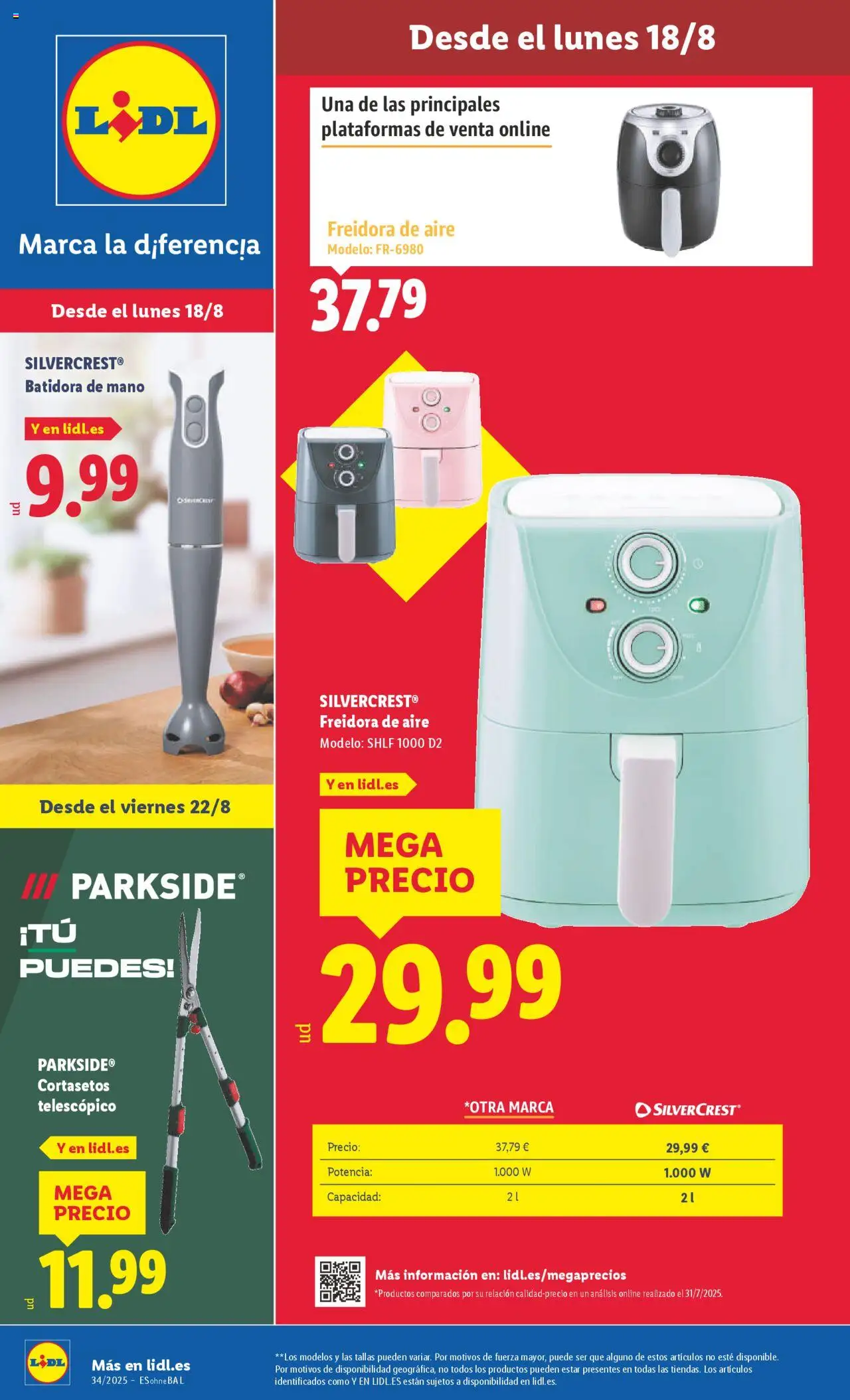 Lidl catálogo de bazar VAL │ válido desde el 18.08.2025 | Página: 1 | Productos: Cortasetos, Batidora, Freidora