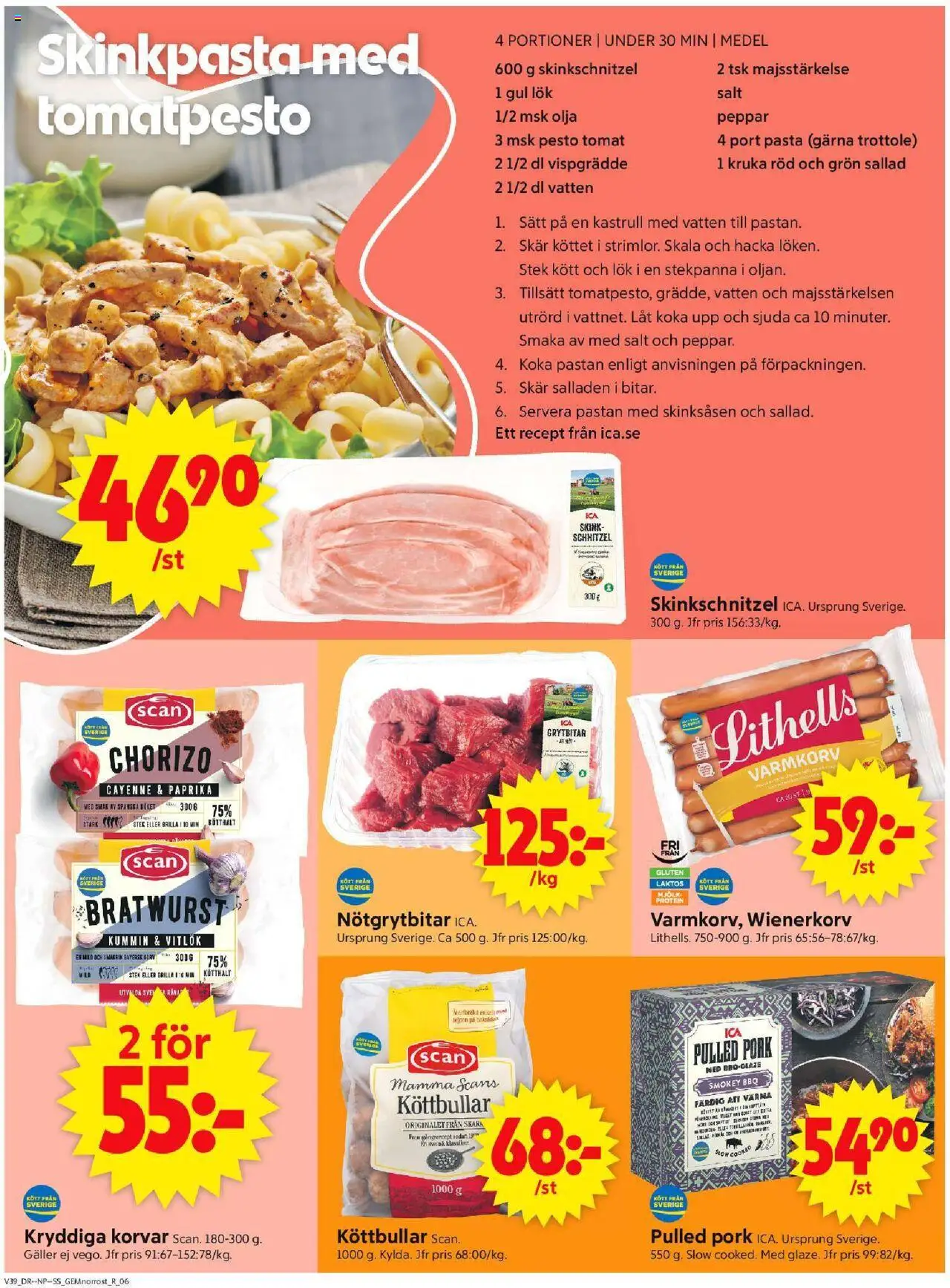 ICA Supermarket reklamblad aktuell från 22.09.2025 | Sida: 8 | Produkter: Varmkorv, Olja, Sallad, Vispgrädde
