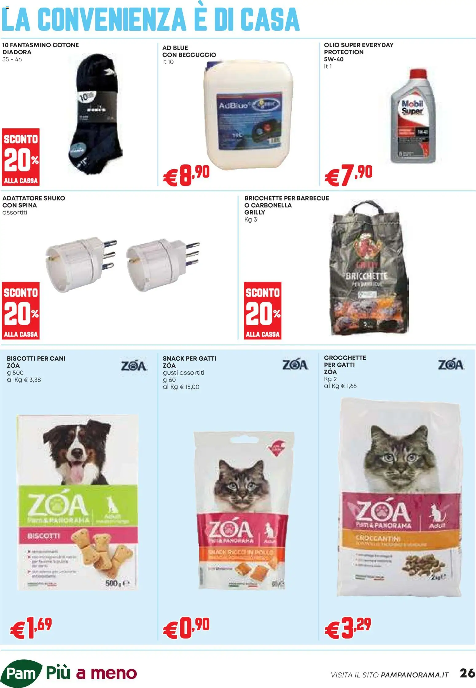 Volantino PAM del 26.03.2026 | Pagina: 26 | Prodotti: Biscotti, Olio, Crocchette, Adattatore