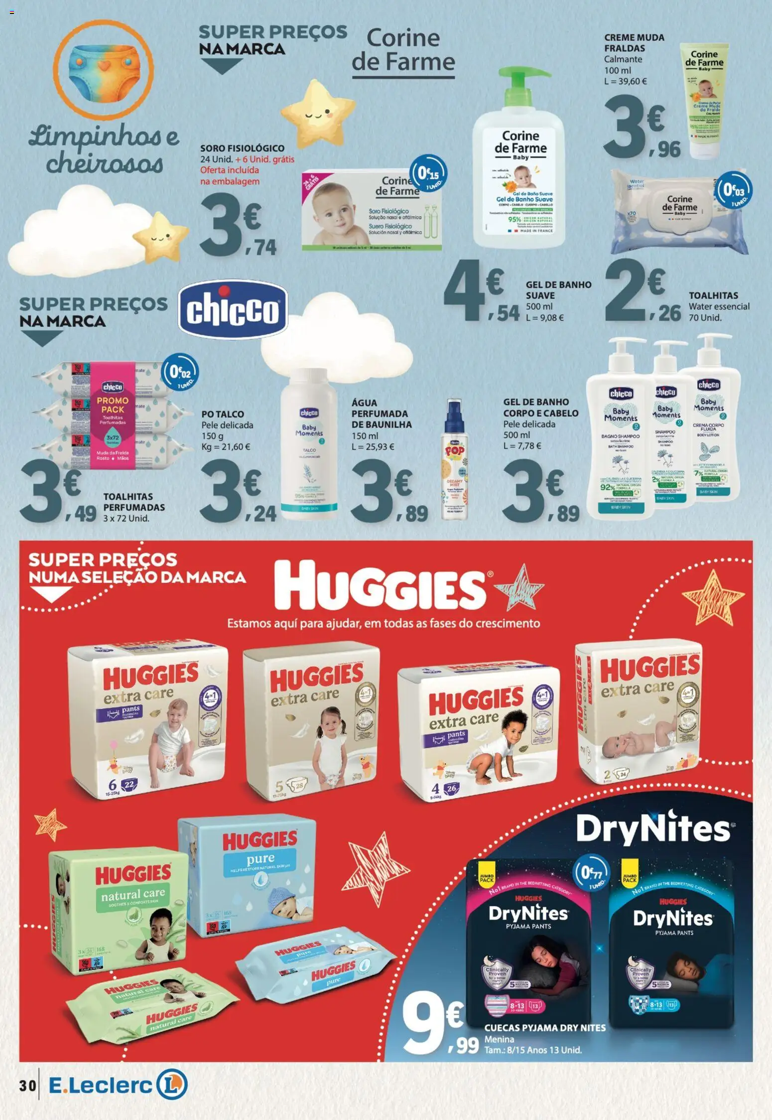 E.Leclerc Especial Bebé │ válido de 13.01.2026 | Página: 30 | Produtos: Agua, Pó talco, Pó, Banho