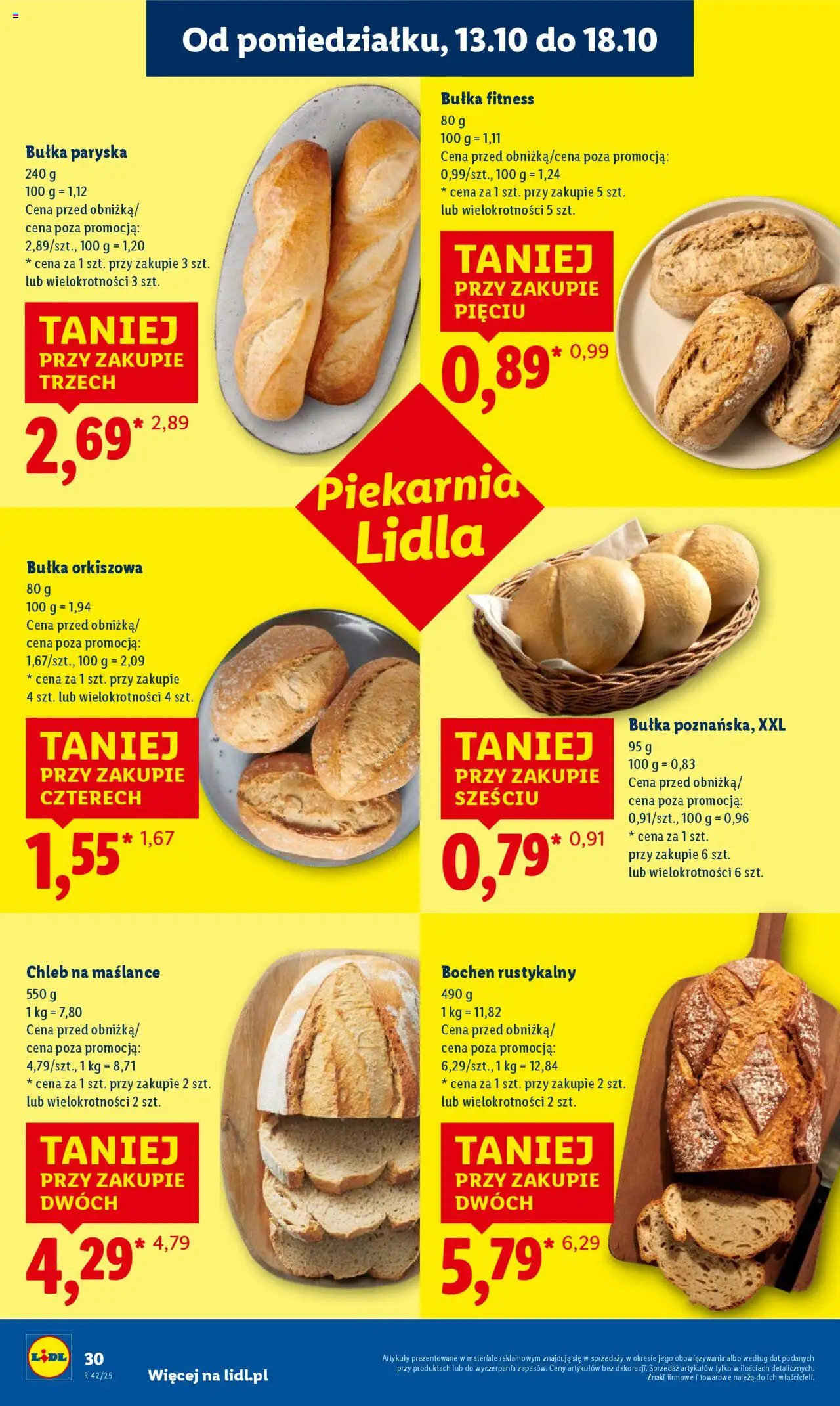 Lidl Gazetka od 13.10.2025 | Strona: 30 | Produkty: Chleb na maślance, Piekarnia, Bułka fitness, Bułka