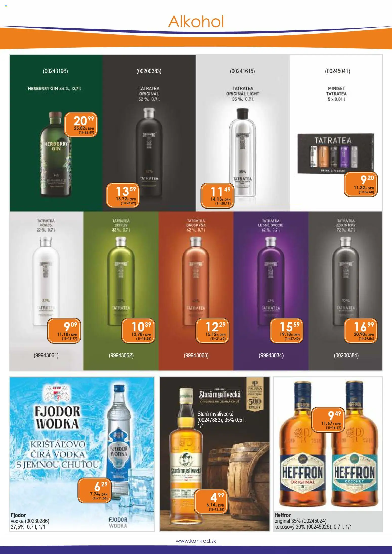 Nové KON - RAD akcie – leták je platný od 01.05.2026 | Strana: 10 | Produkty: Gin, Vodka, Alkohol, Ovocie