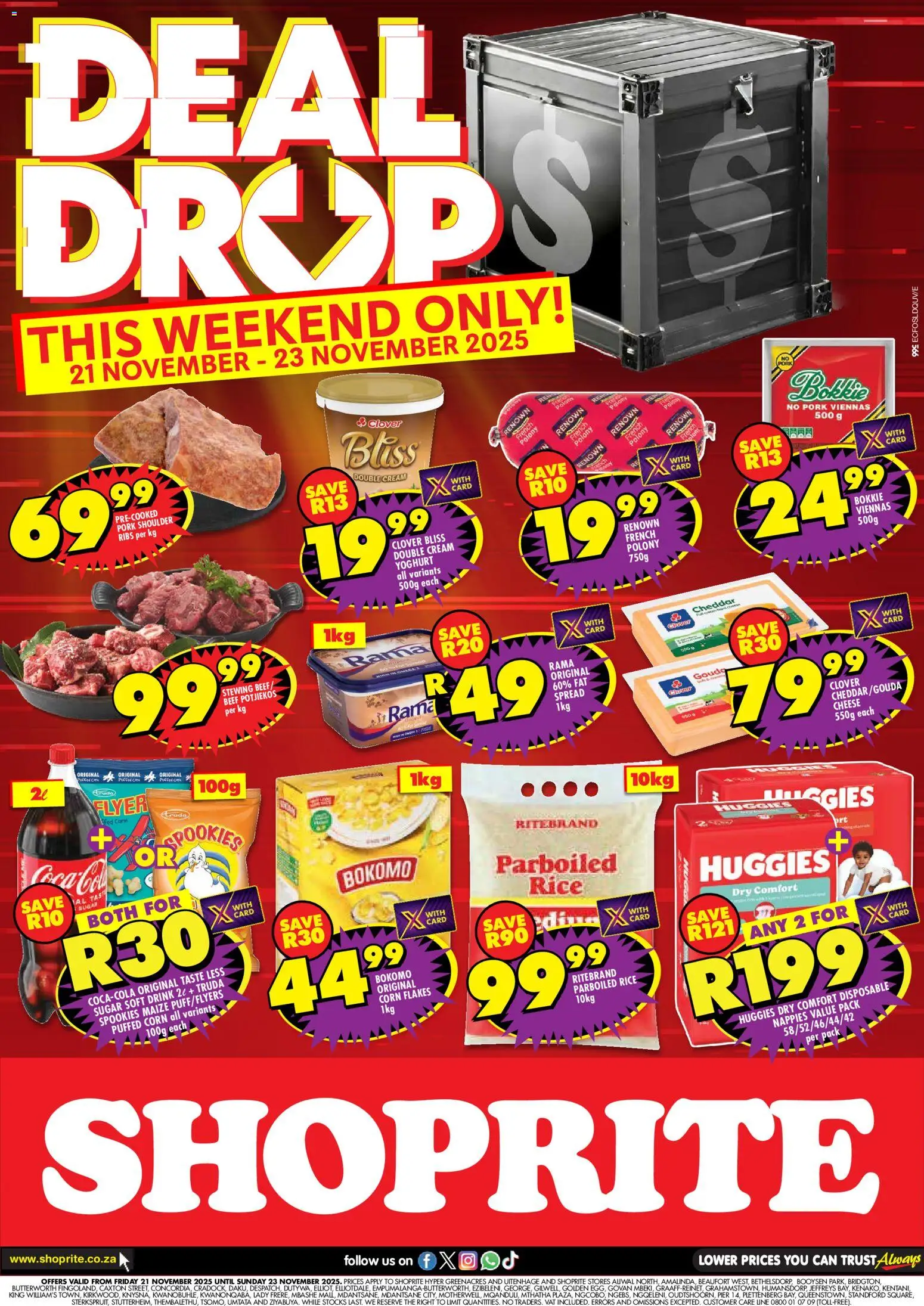 New Shoprite catalogue – valid from 21.11.2025 | Page: 1 | Products: Ribs, Polony, Rice, Flakes