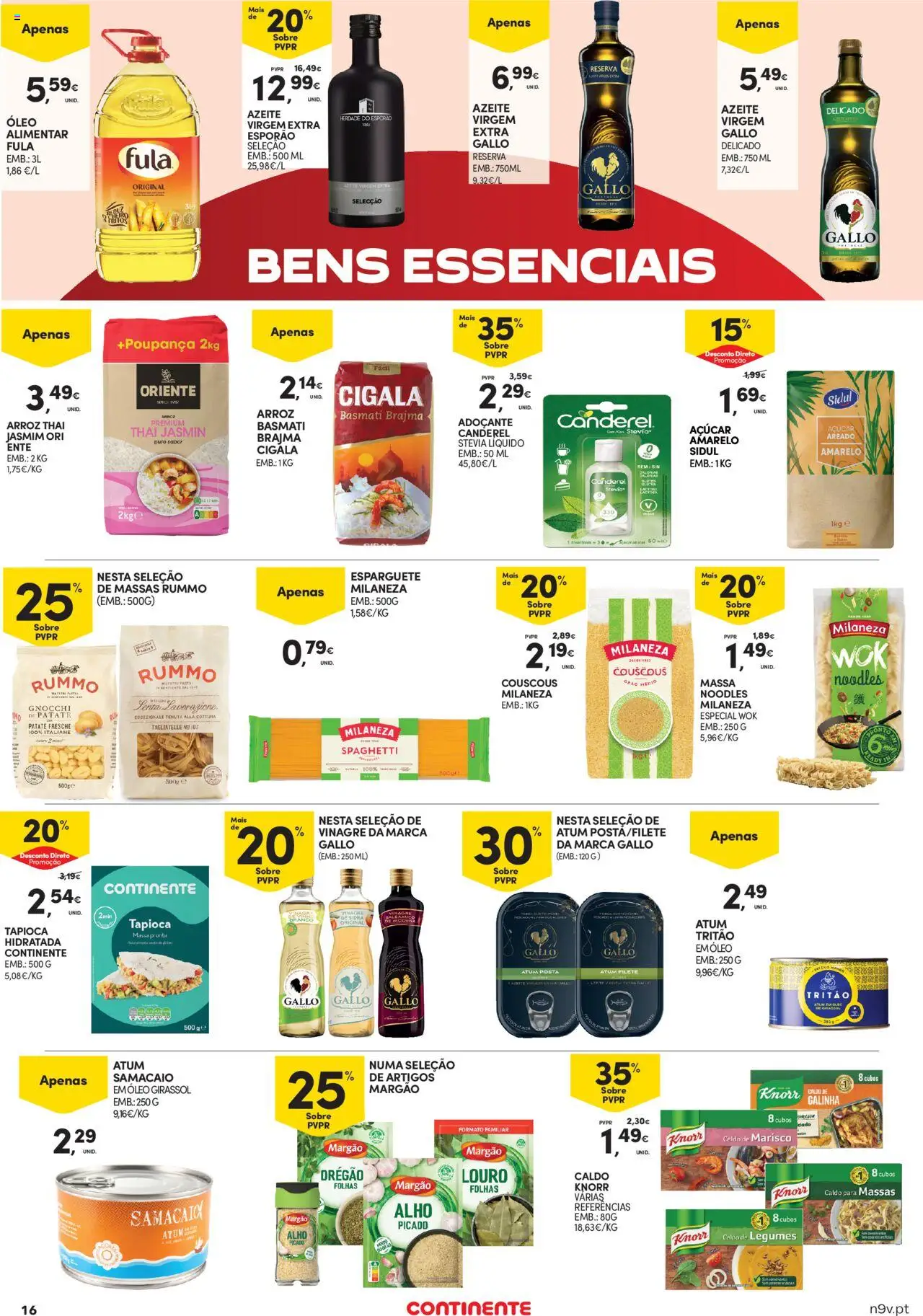 Continente - Açores │ válido de 02.10.2025 | Página: 16 | Produtos: Esparguete, Azeite, Arroz basmati, Adoçante