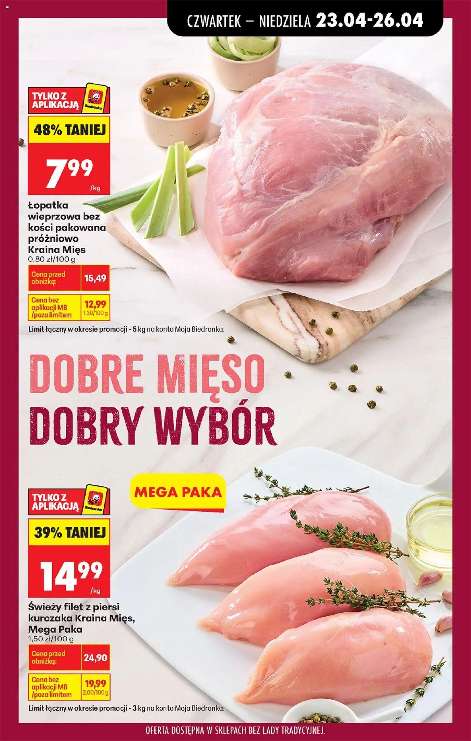 Biedronka gazetka od czwartku od 23.04.2026 | Strona: 43 | Produkty: Piersi, Mięso, Kraina mięs, Filet z piersi kurczaka