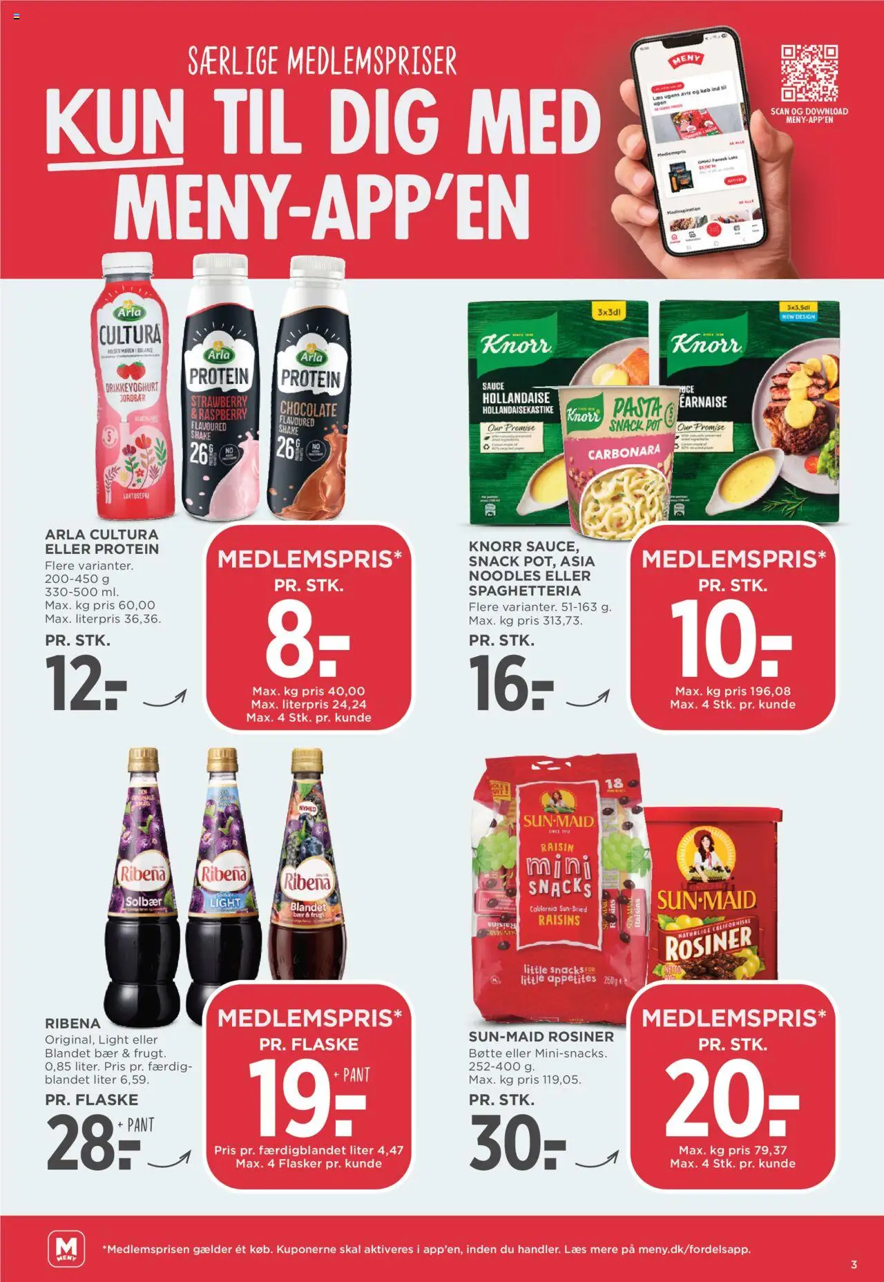Meny Tilbudsavis gyldig fra 08.08.2025 | Side: 3 | Produkter: Jordbær, Rosiner, Drikkeyoghurt, Solbær