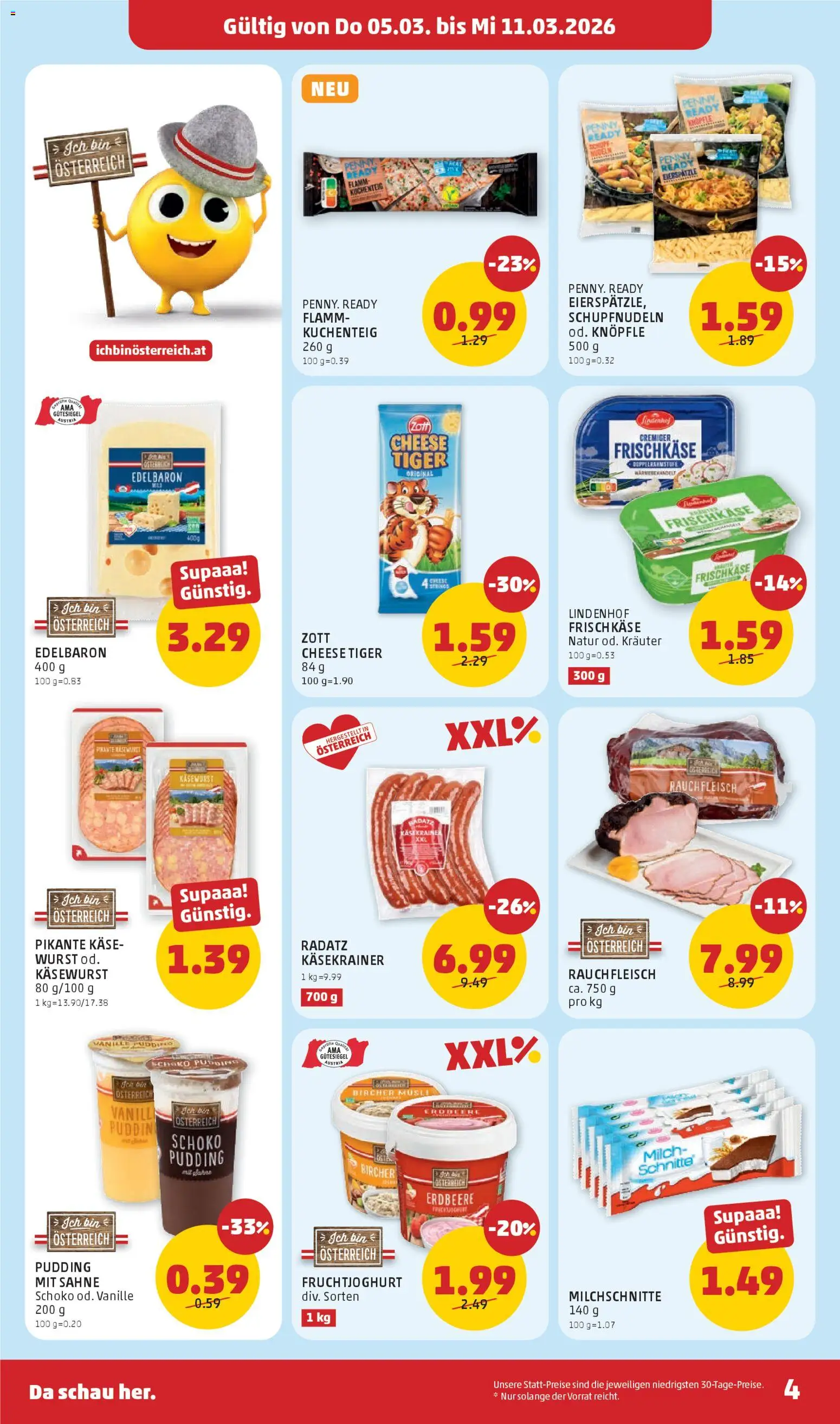 Penny Markt Eröffnung in 2345 Brunn am Gebirge gültig ab 05.03.2026 | Seite: 4 | Produkte: Wurst, Milch, Käse, Nudeln