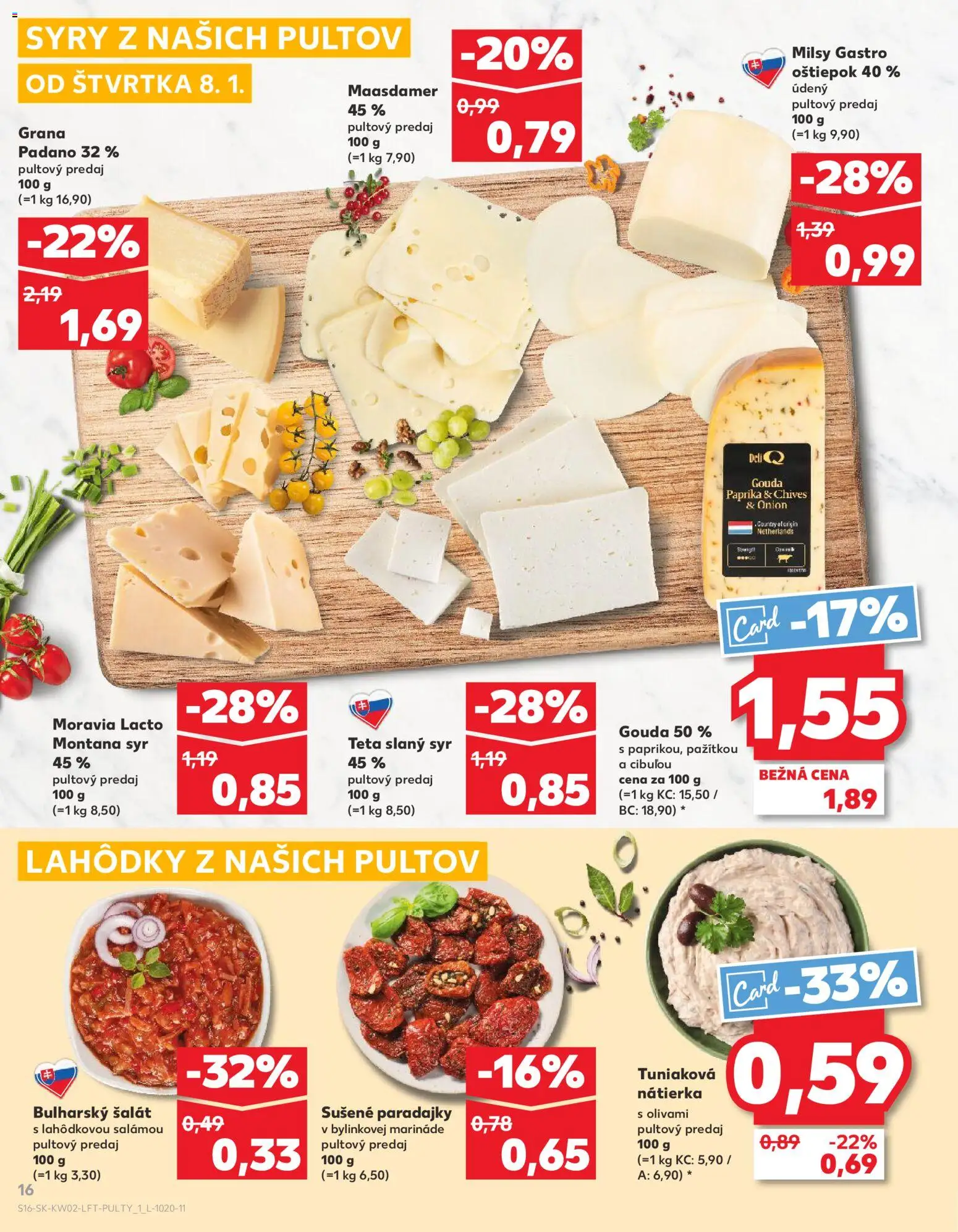 Nové Kaufland akcie – leták je platný od 08.01.2026 | Strana: 16 | Produkty: Paprika, Syr, Paradajky, Šalát