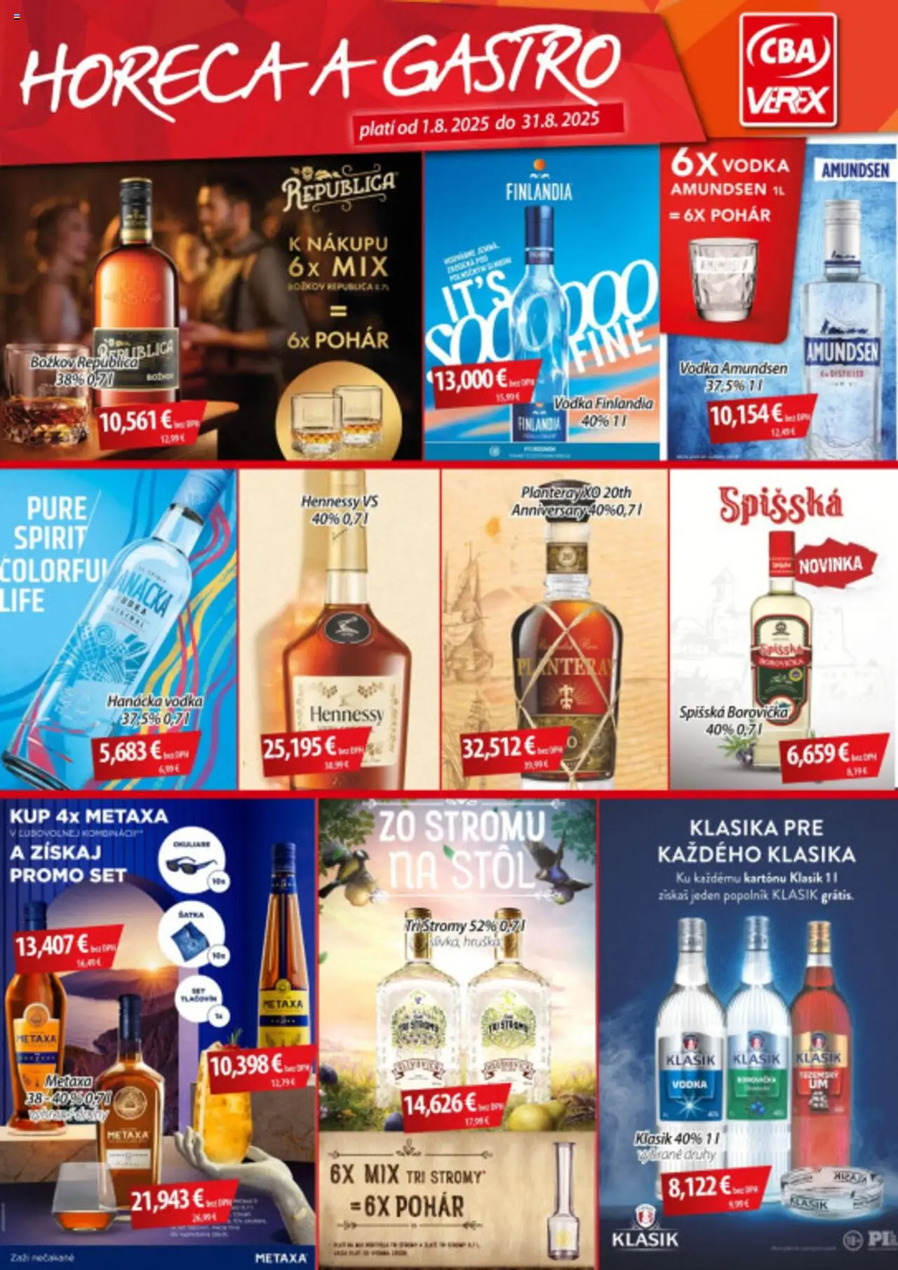 CBA Verex Horeca a Gastro │ platný od 01.08.2025 | Strana: 1 | Produkty: Stôl, Finlandia, Hennessy