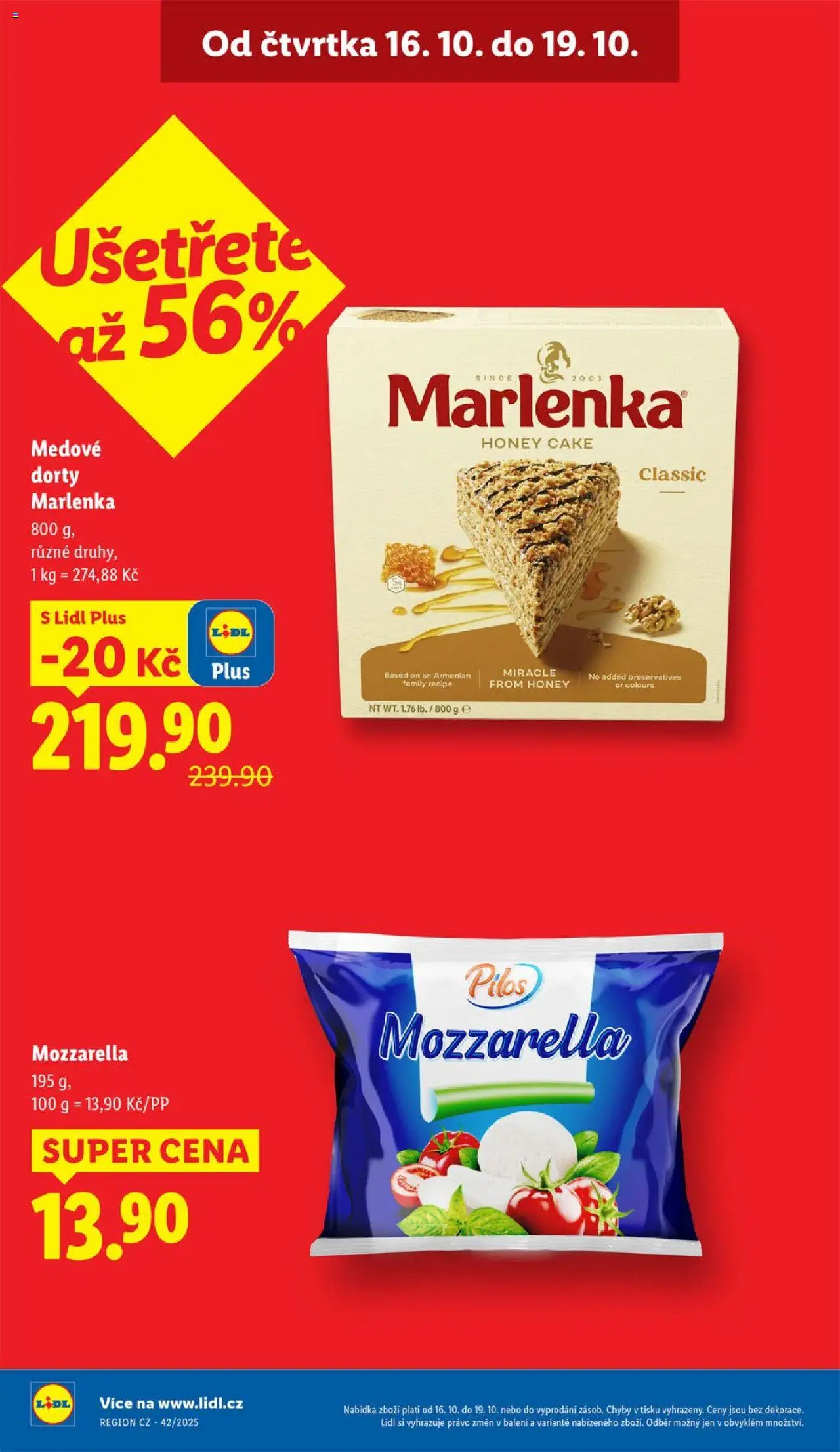Lidl leták od 16.10.2025 | Strana: 4 | Produkty: Dorty, Mozzarella, Marlenka
