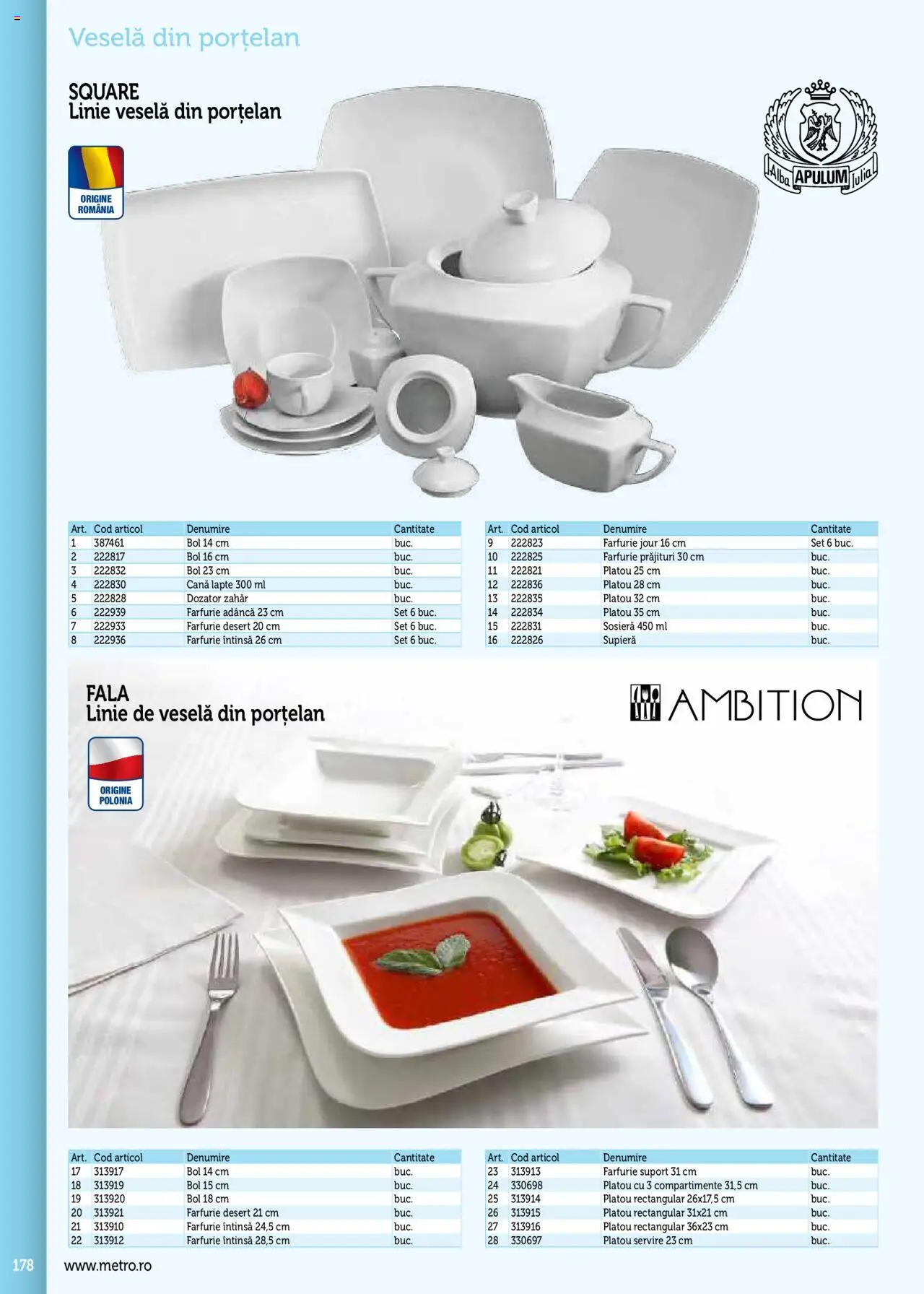 Noul catalog Metro – valabil de la 17.09.2025 | Pagină: 178 | Produse: Bol, Farfurie, Lapte, Zahăr