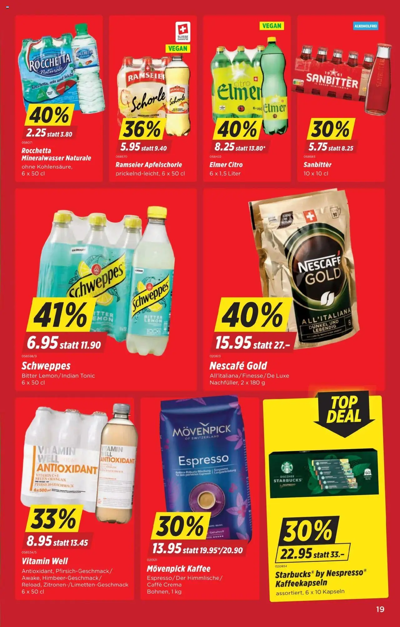 Denner Aktionen – gültig ab 30.09.2025 | Seite: 19 | Produkte: Mineralwasser, Kaffee