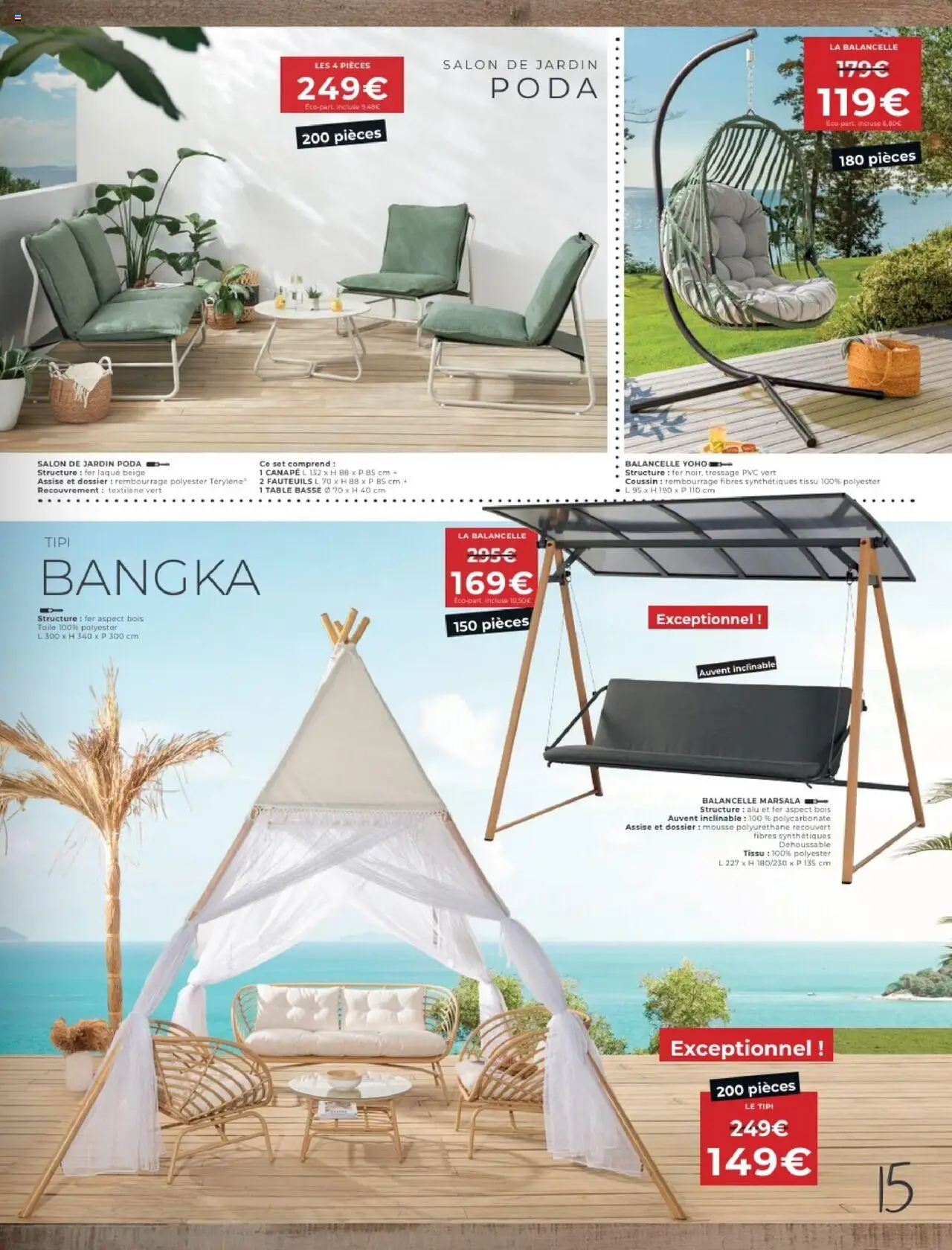  | Page: 15 | Produits: Salon de jardin, Canapé, Table basse, Table