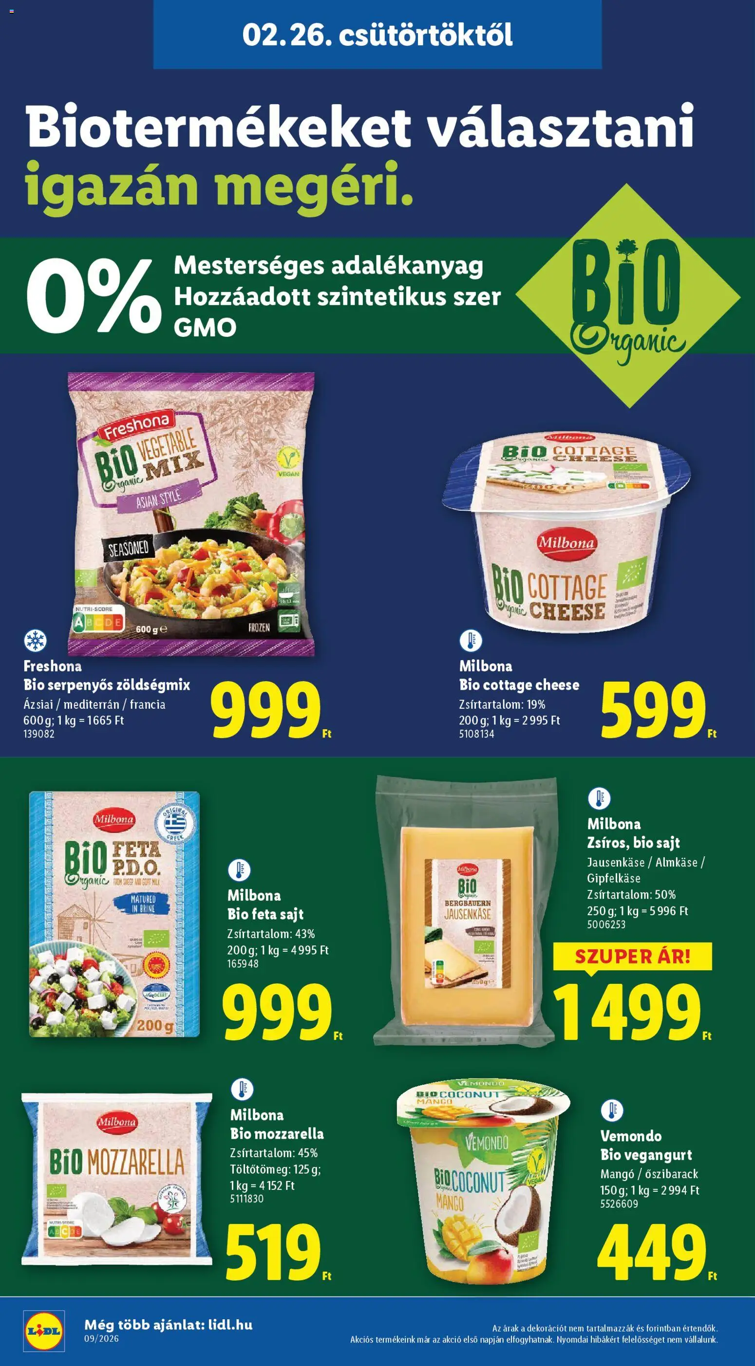 Lidl akciós ujság - amely érvényes a következő dátumtól: 26.02.2026 | Oldal: 30 | Termékek: Feta sajt, Cottage cheese, Sajt, Mangó